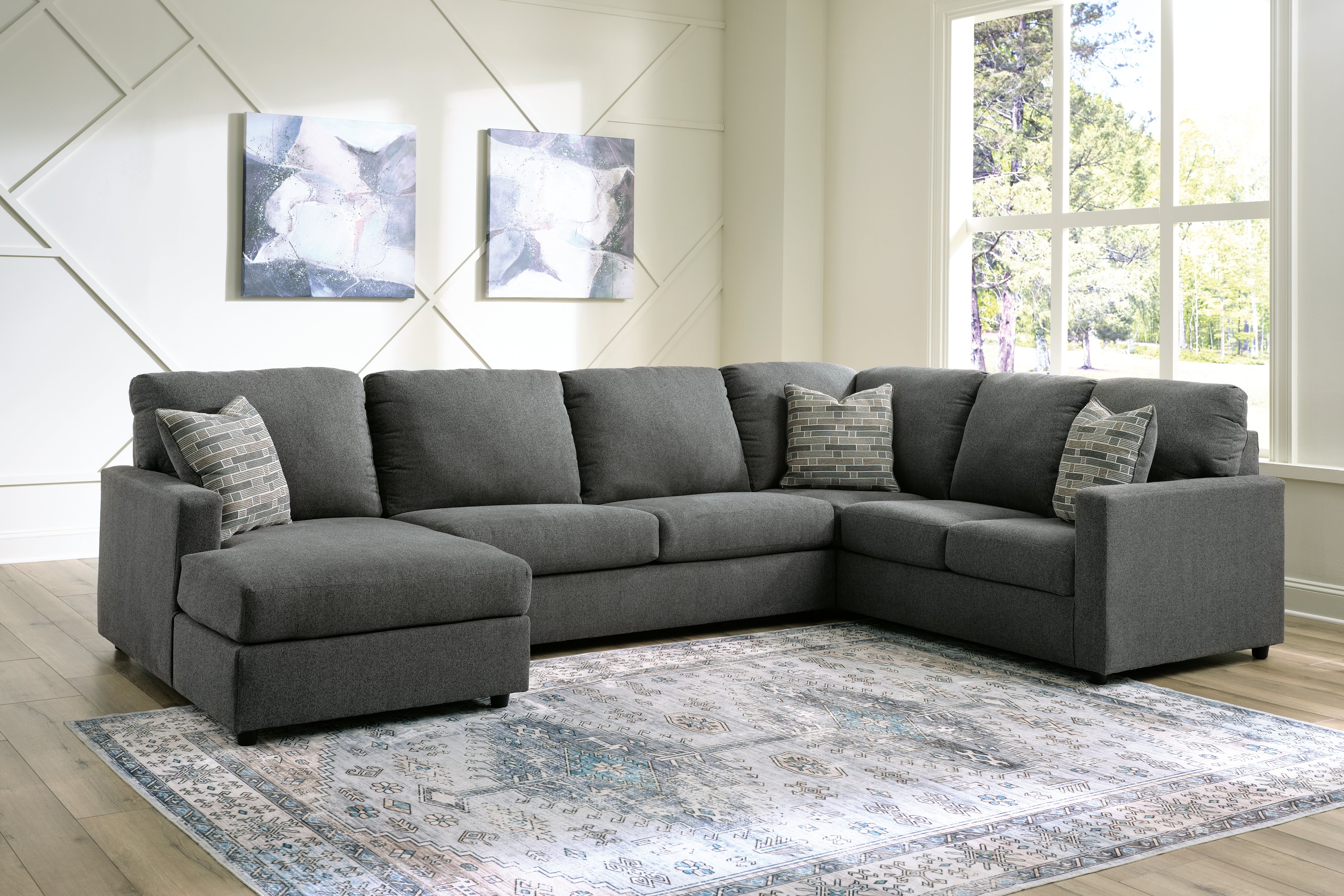 A2Z Furniture - Ashley Furniture - Edenfield Sectional - RAF 3-Piece Sectional with Chaise / Charcoal - 29003S1