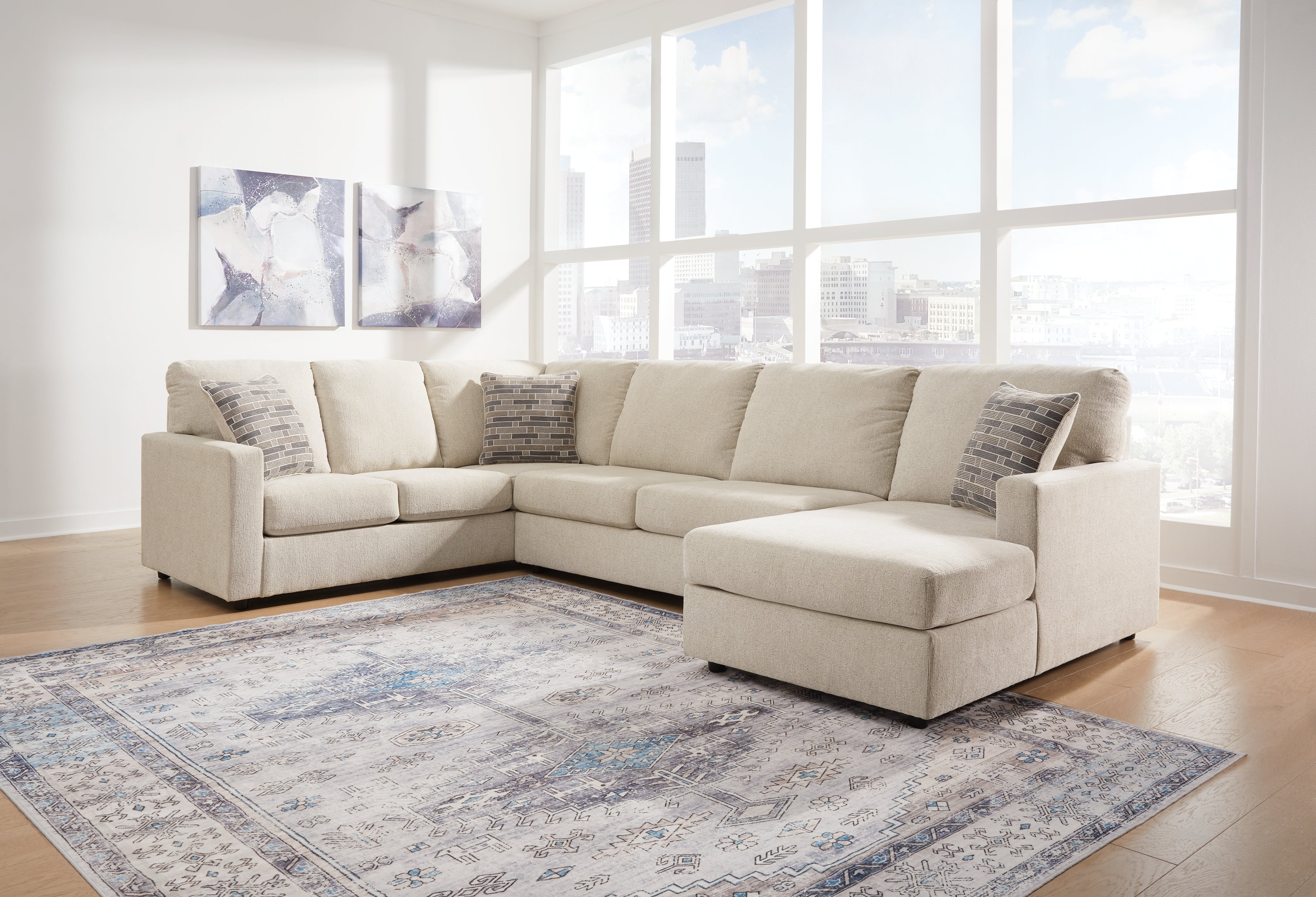 A2Z Furniture - Ashley Furniture - Edenfield Sectional - LAF 3-Piece Sectional with Chaise / Linen - 29004S2