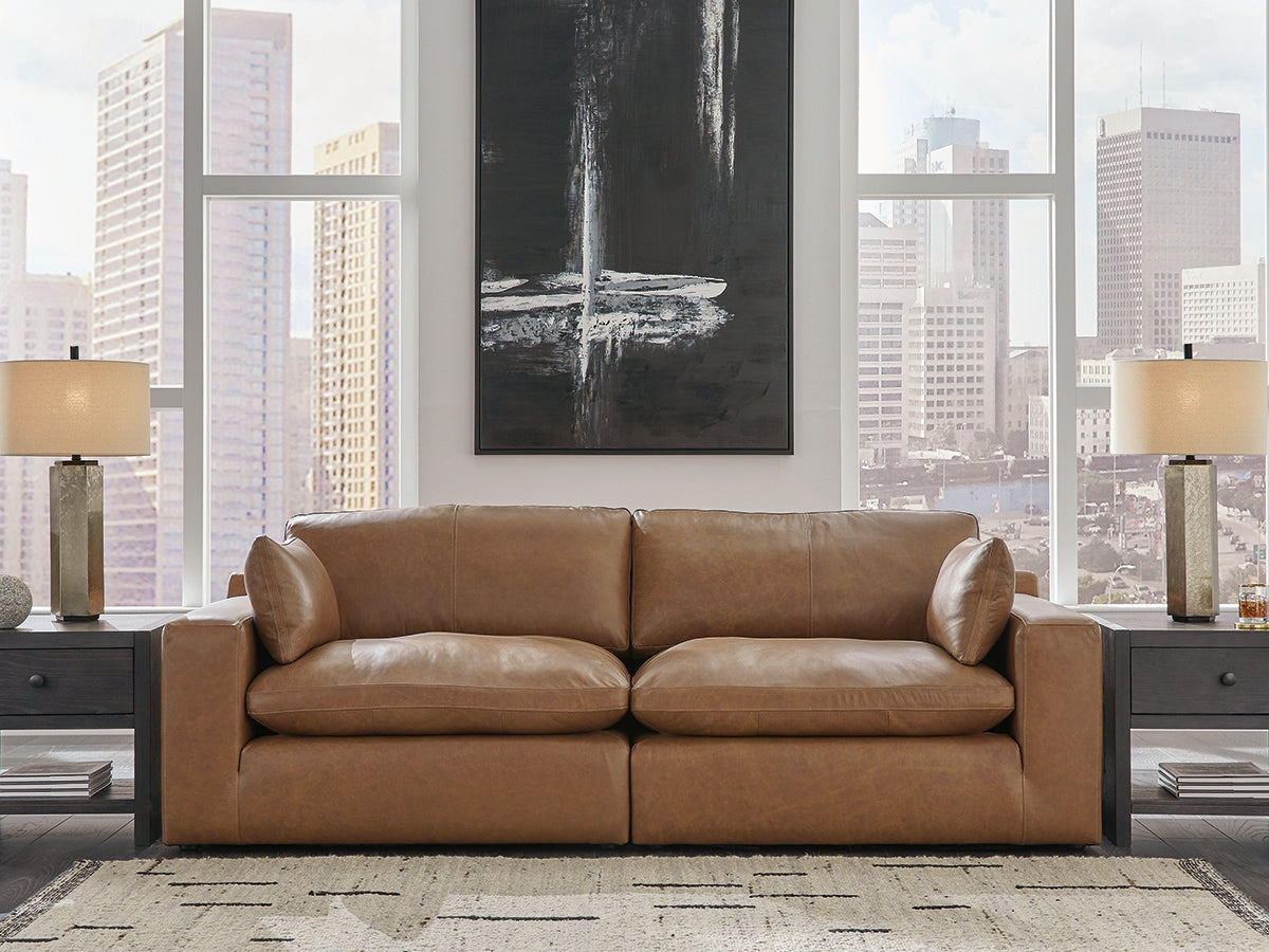 A2Z Furniture - Ashley Furniture - Emilia Sectional - RAF 2-Piece Sectional Loveseat / Caramel - 30901S1