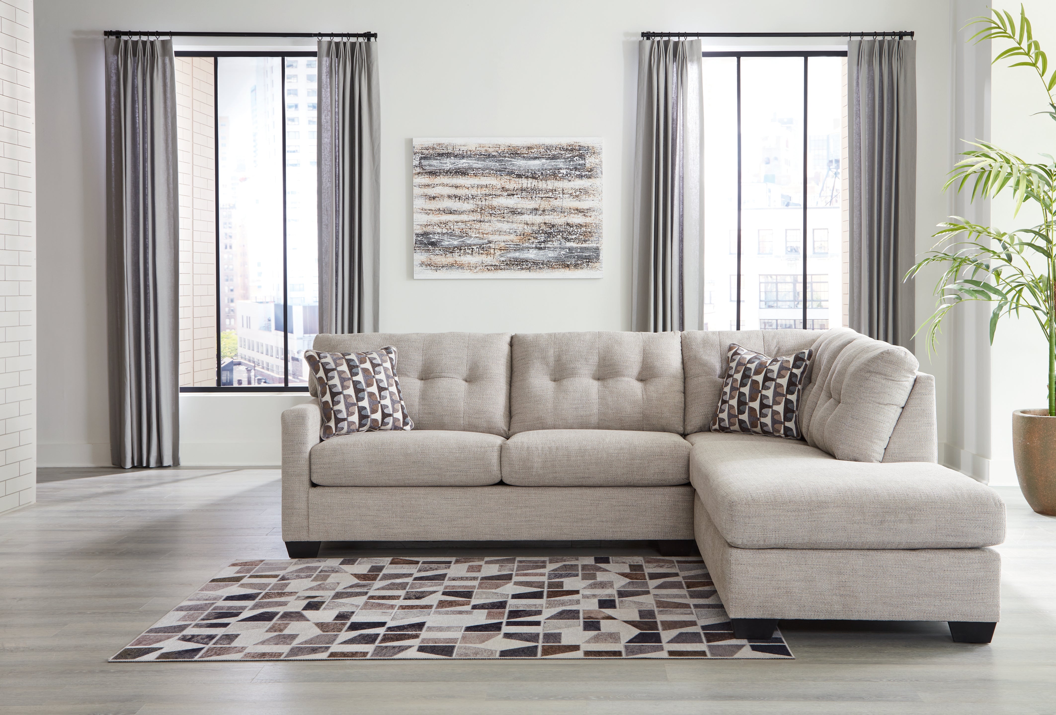 A2Z Furniture - Ashley Furniture - Mahoney Sectional - LAF 2-Piece Sectional with Chaise / Pebble - 31004S2