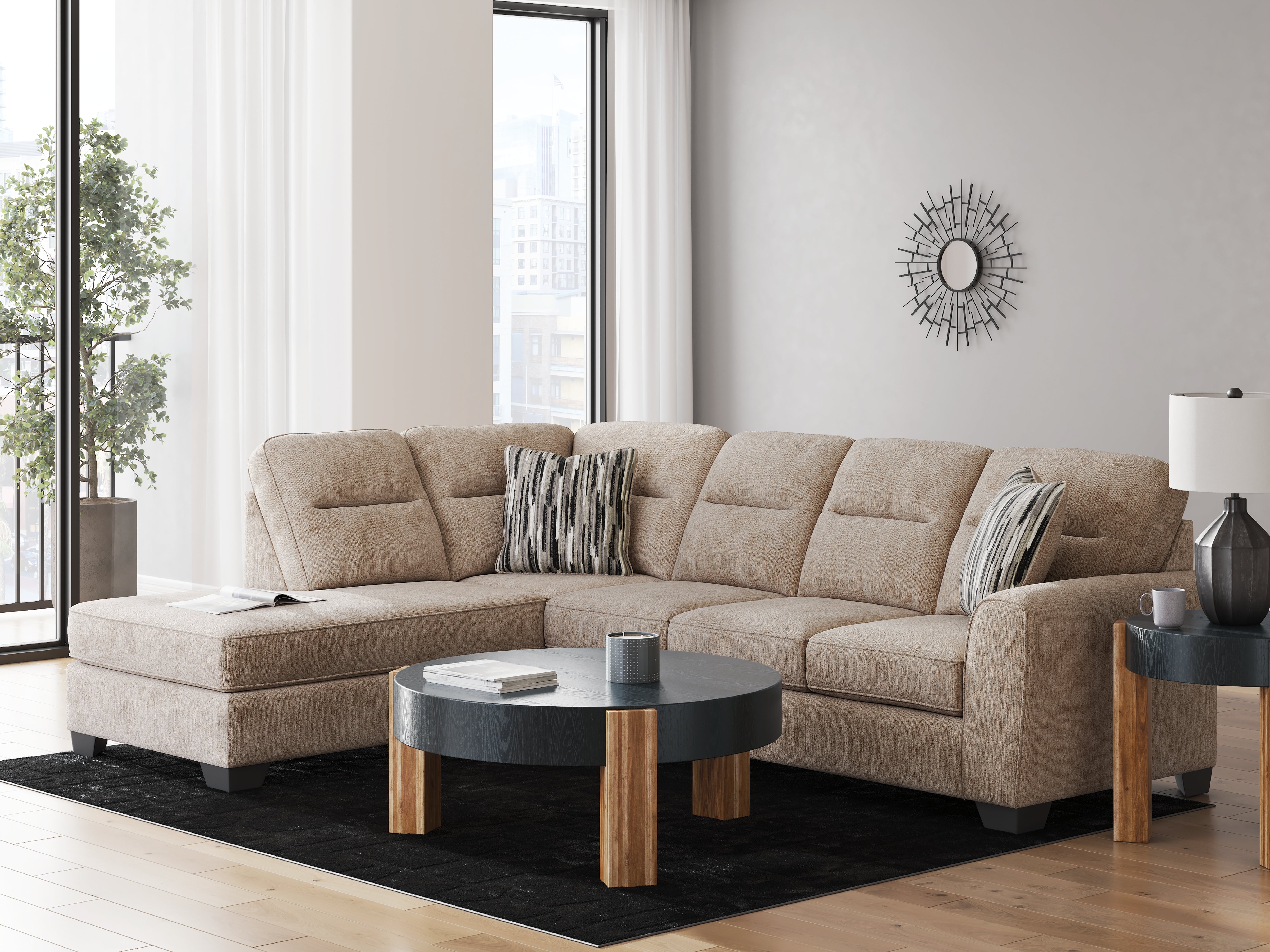 A2Z Furniture - Ashley Furniture - Olten Sectional - RAF 2-Piece Sectional with Chaise / Mocha - 31304S1