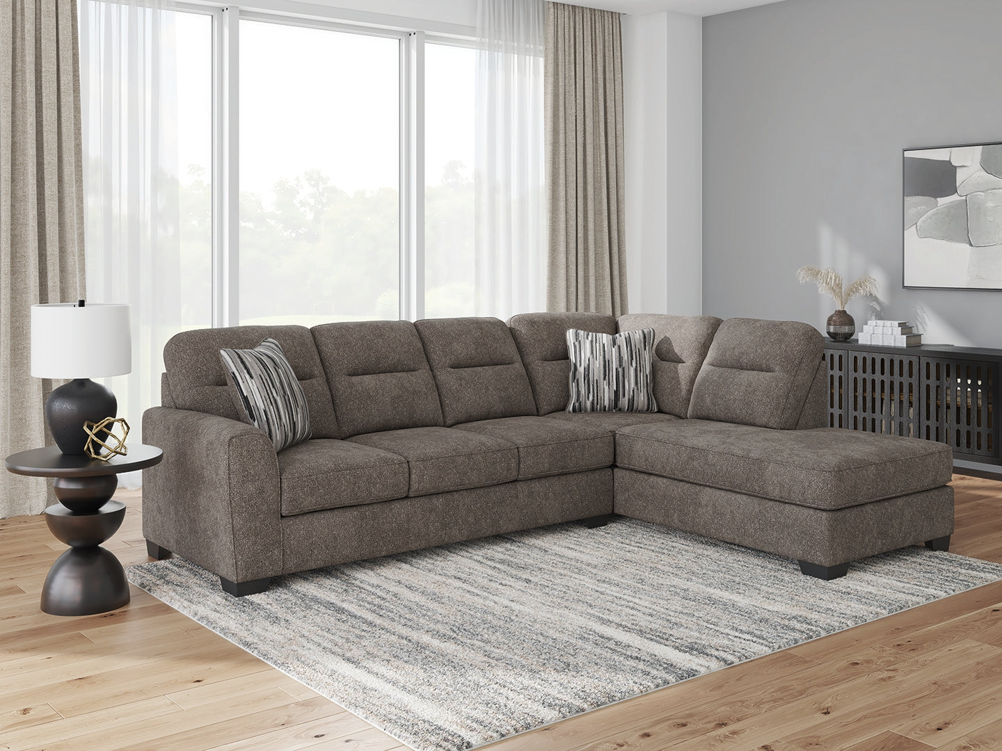 A2Z Furniture - Ashley Furniture - Olten Sectional - RAF 2-Piece Sectional with Chaise / Graphite - 31305S1