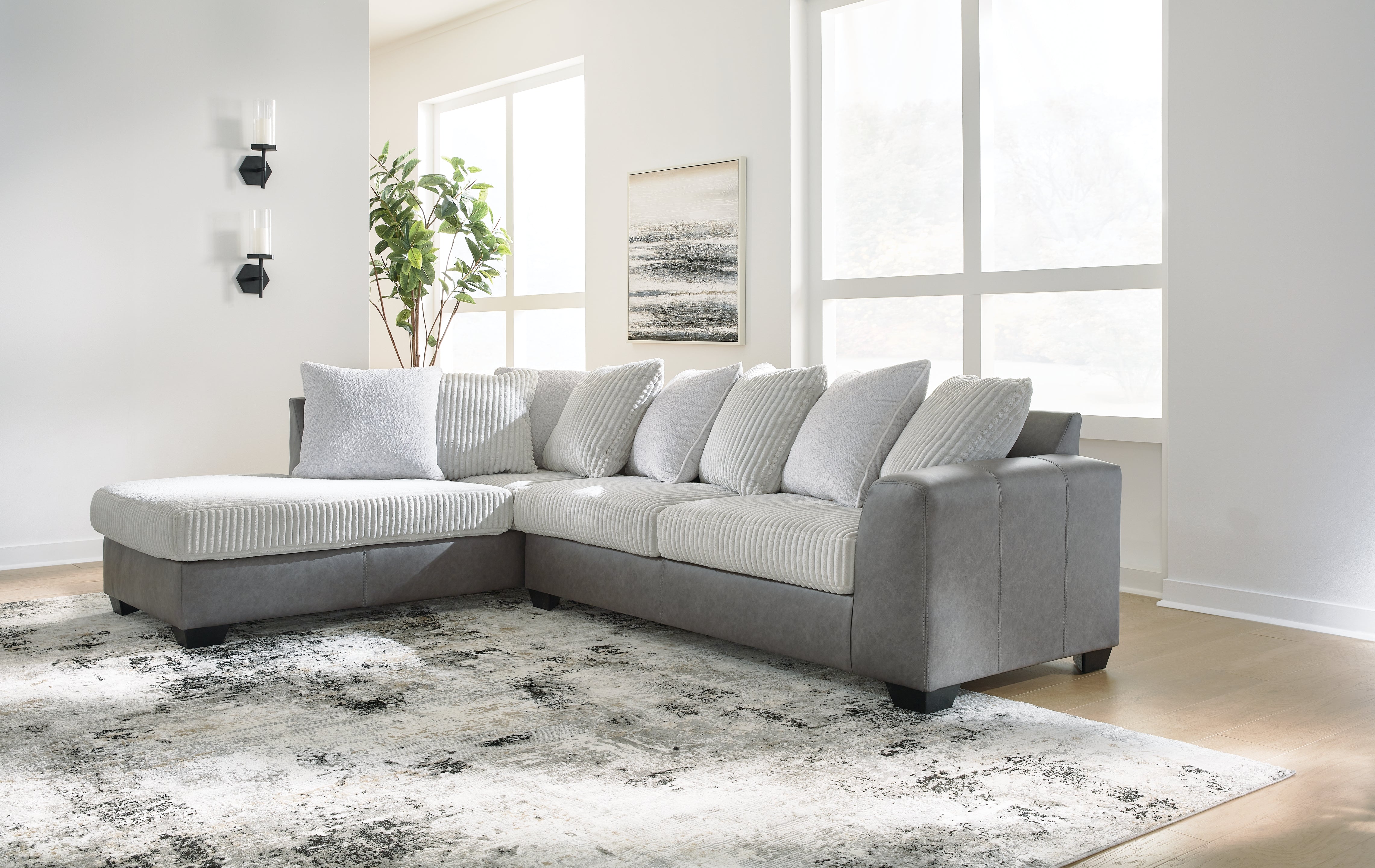 A2Z Furniture - Ashley Furniture - Clairette Court Sectional - RAF 2-Piece Sectional with Chaise / Alloy - 31503S1