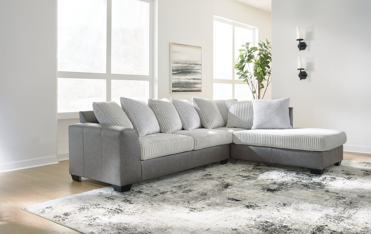 A2Z Furniture - Ashley Furniture - Clairette Court Sectional - LAF 2-Piece Sectional with Chaise / Alloy - 31503S2