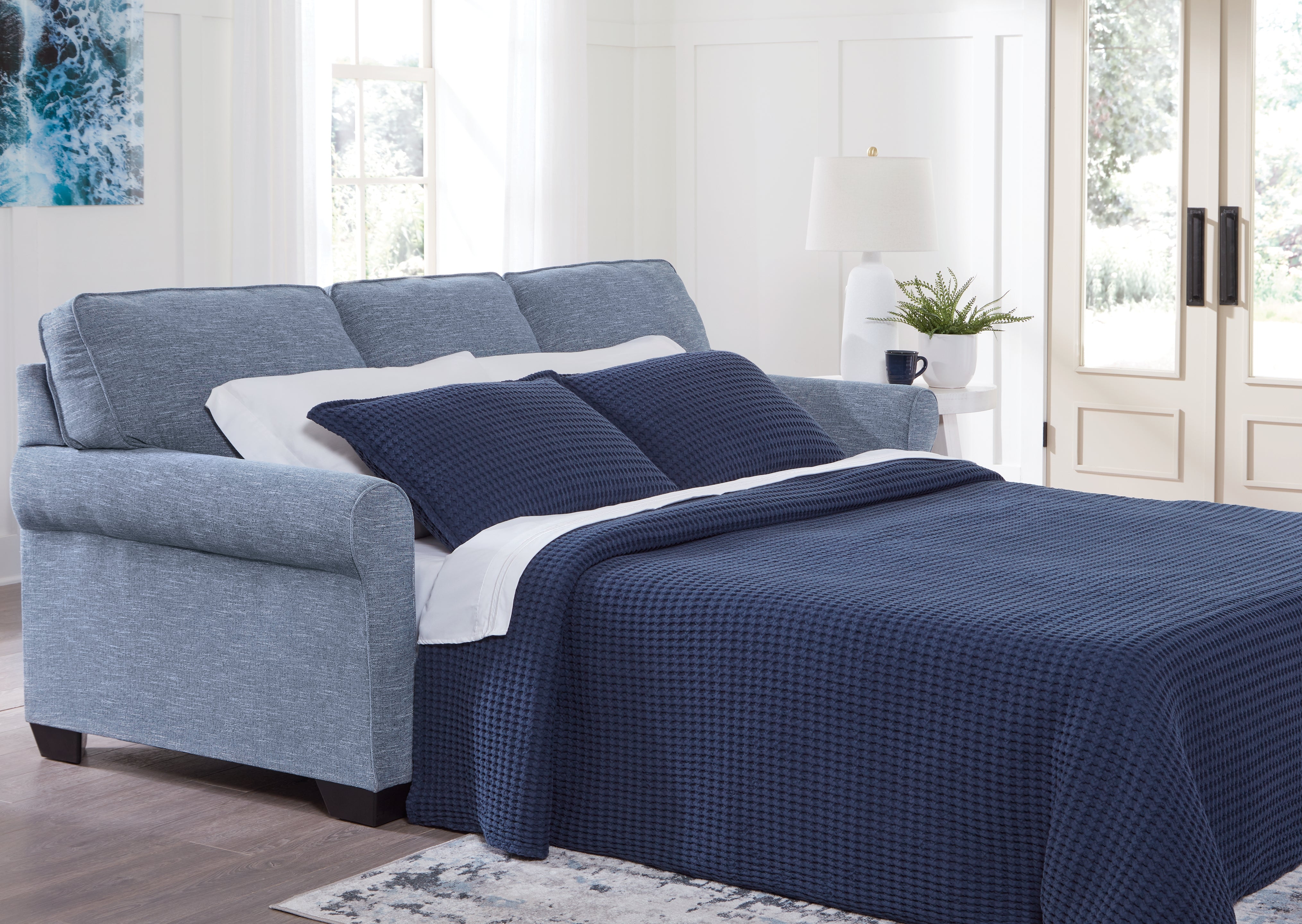A2Z Furniture - Ashley Furniture - Carissa Manor Living Room - Queen Sofa Sleeper / Denim - 3260439