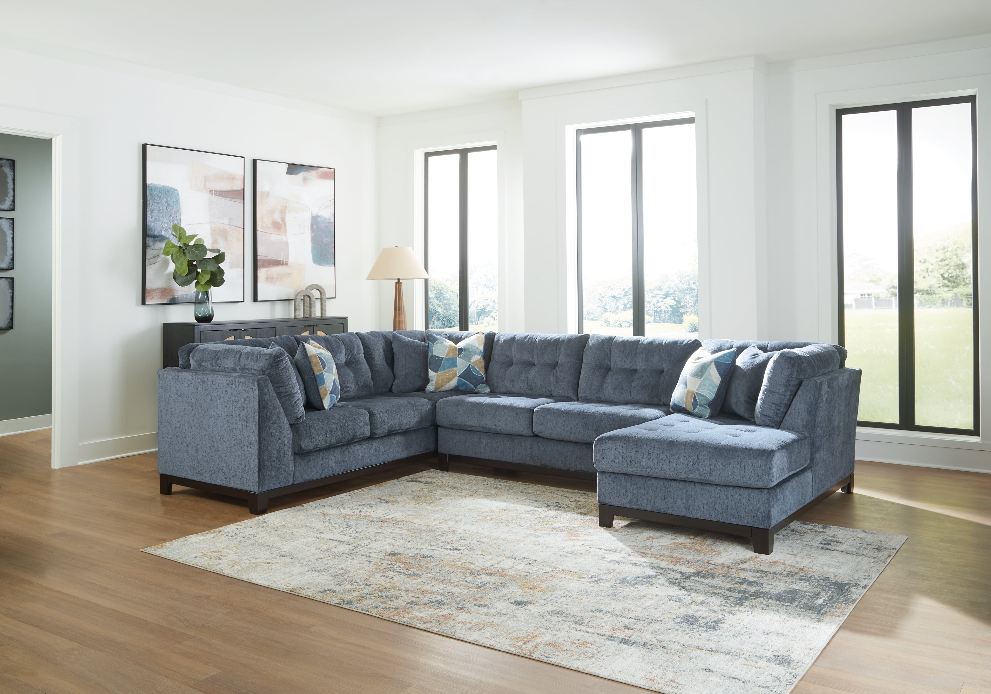 A2Z Furniture - Ashley Furniture - Maxon Place Sectional - 3-Piece Sectional with Chaise / Navy - 33003S2