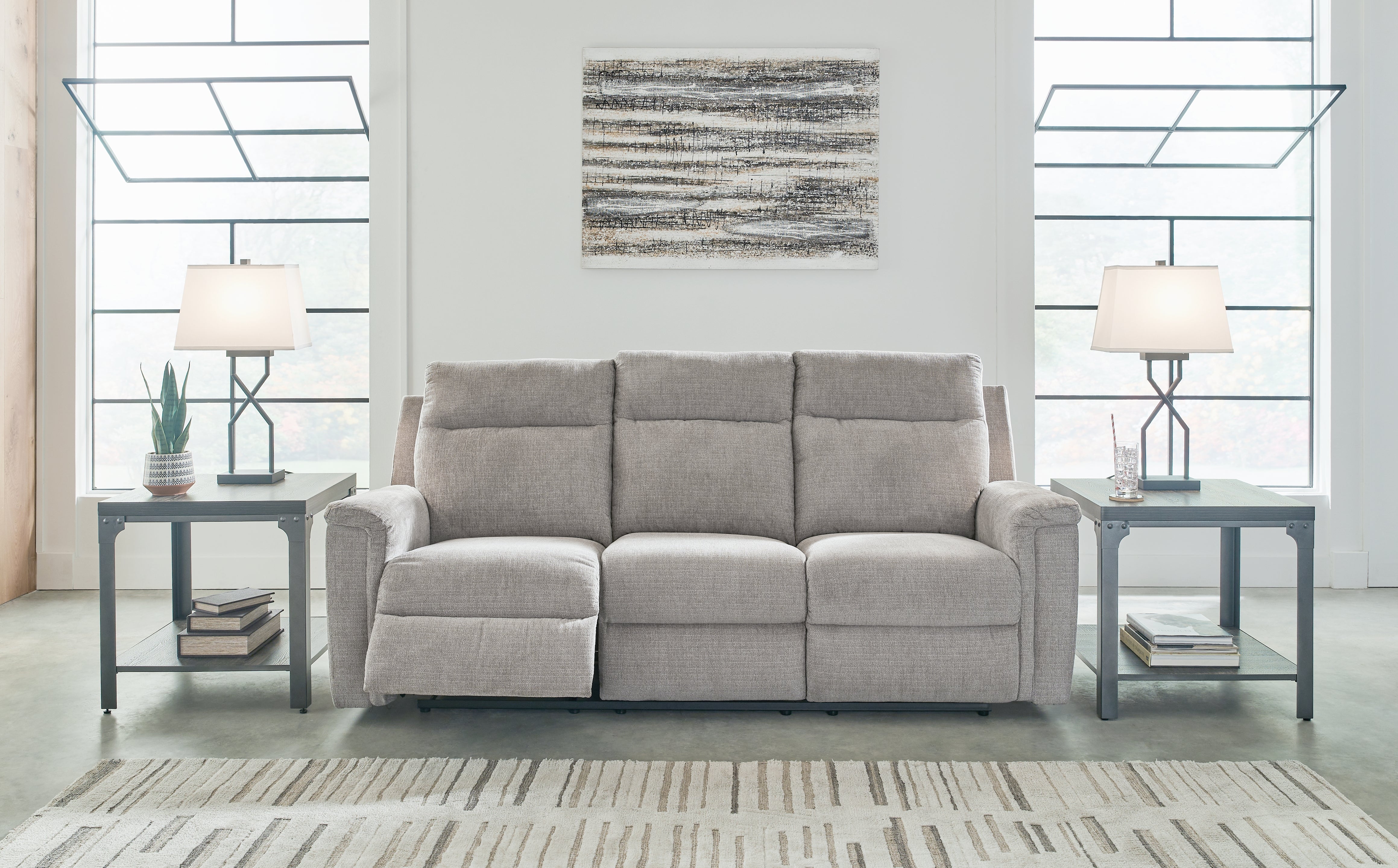 A2Z Furniture - Ashley Furniture - Barnsana Living Room - Reclining Power Sofa / Ash - 3320187