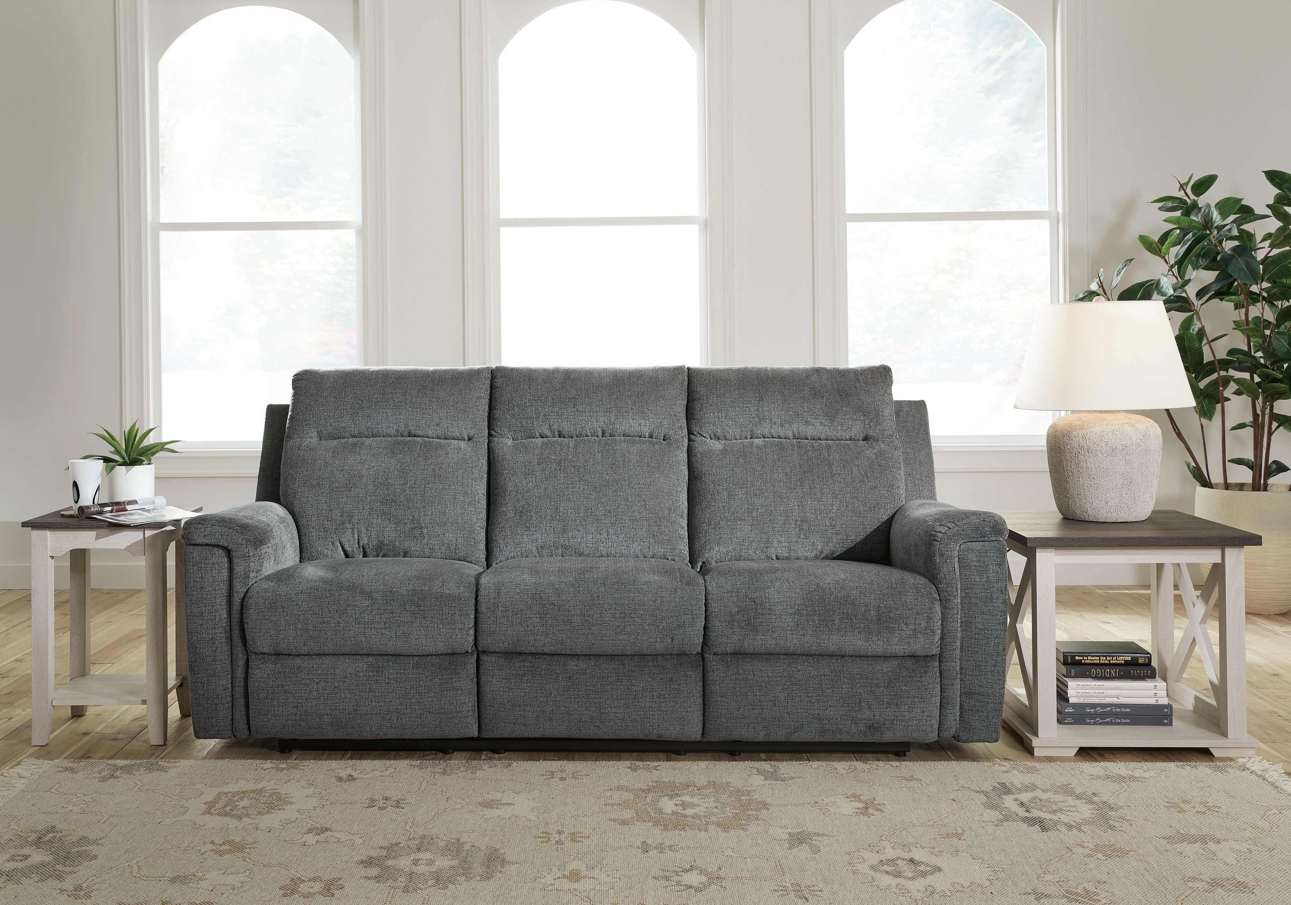 A2Z Furniture - Ashley Furniture - Barnsana Living Room - Reclining Power Sofa / Gravel - 3320287