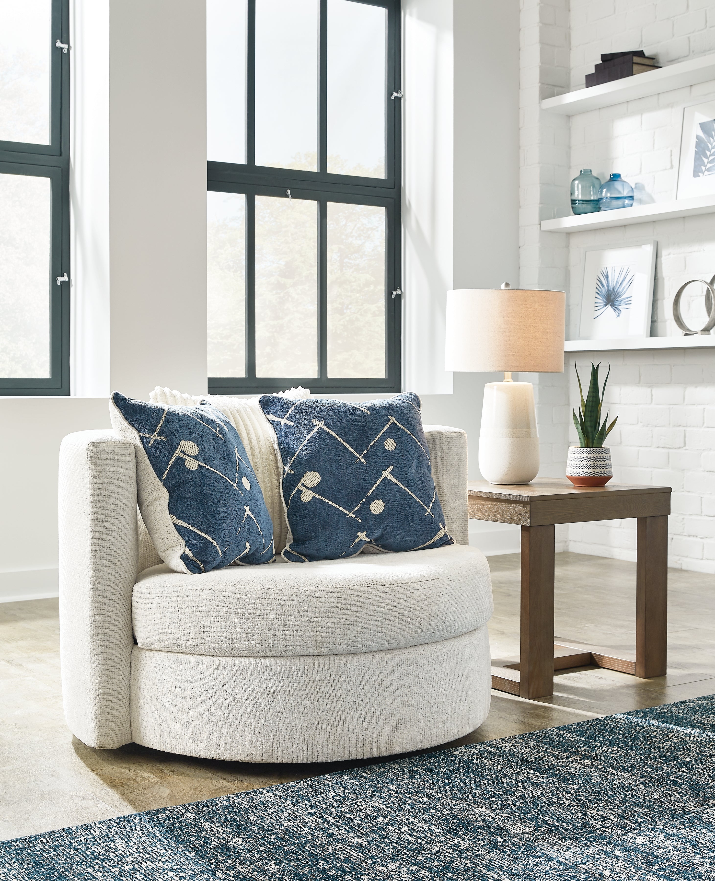 A2Z Furniture - Ashley Furniture - Padova Living Room - Swivel Accent Chair / Ivory - 3370644