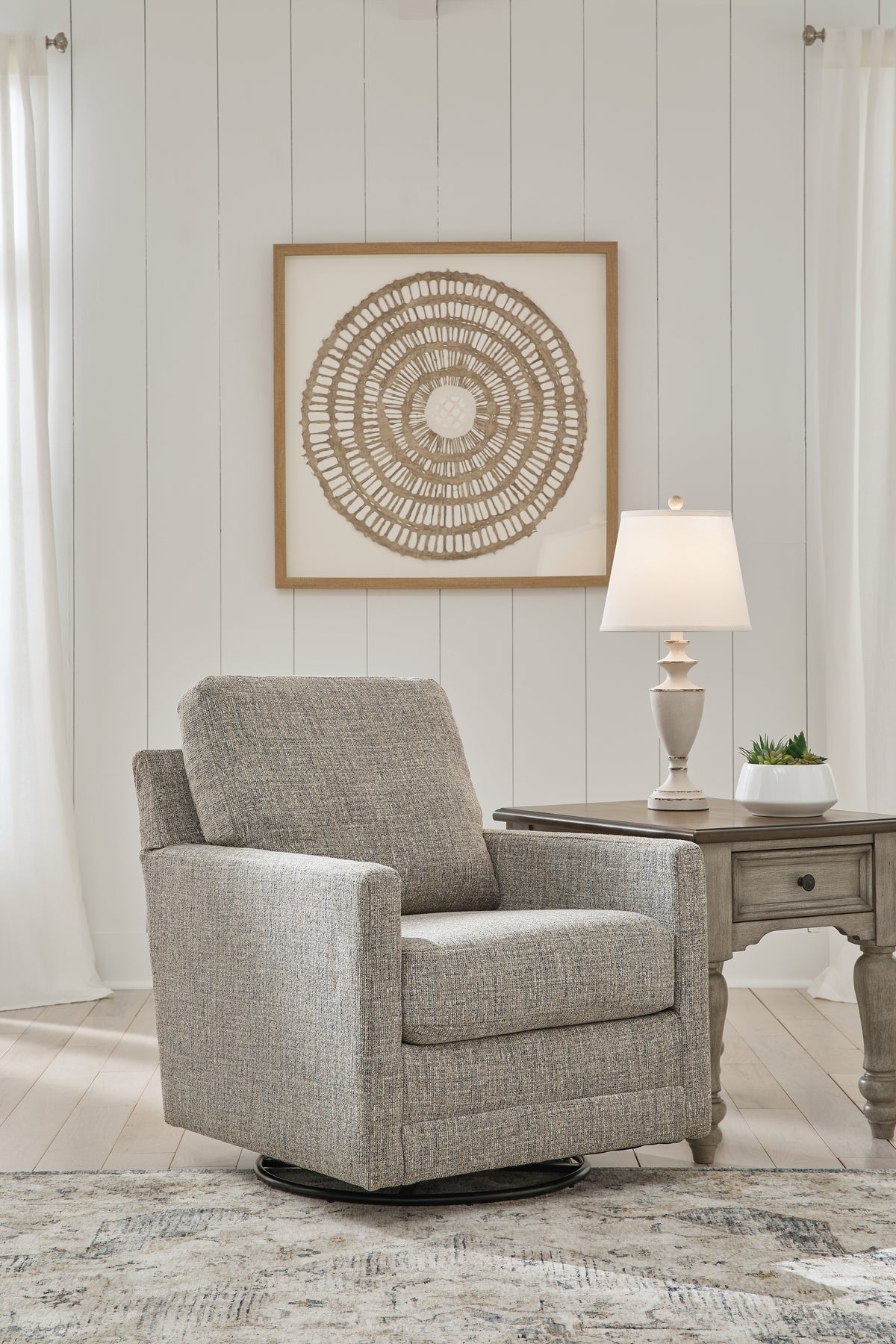 A2Z Furniture - Ashley Furniture - Bralynn Living Room - Swivel Glider Accent Chair / Linen - 3510342