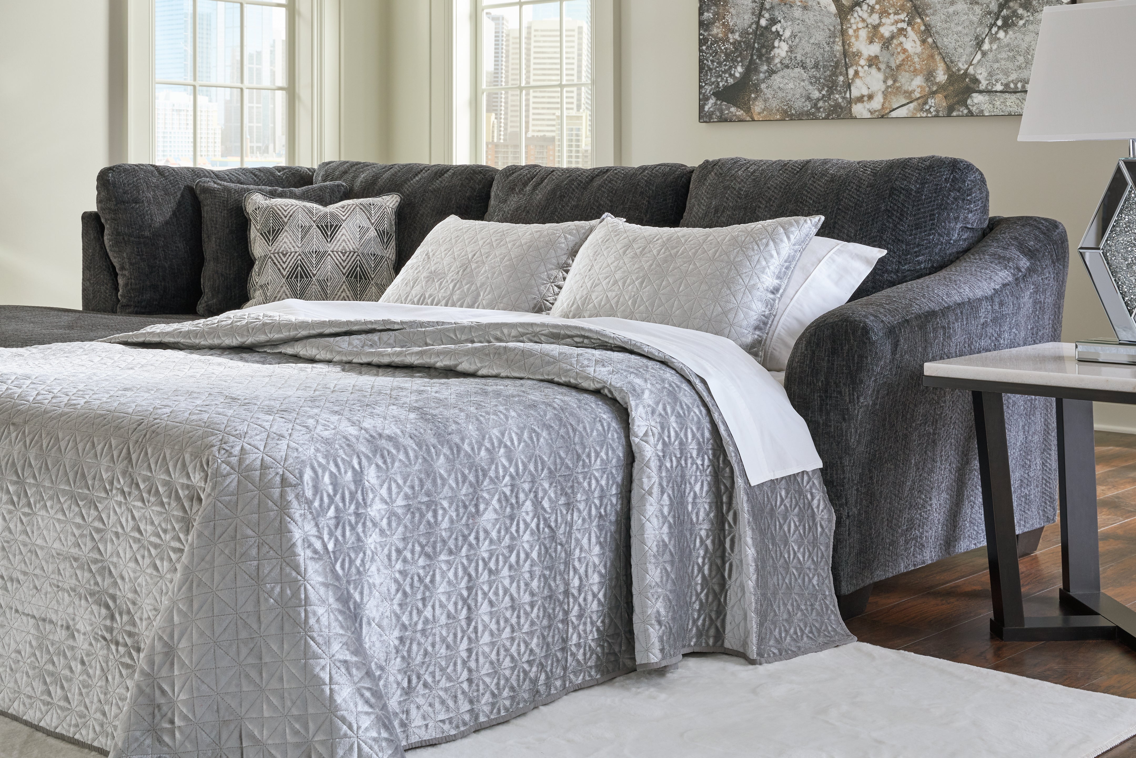 A2Z Furniture - Ashley Furniture - Biddeford Sectional - RAF 2-Piece Sleeper Sectional with Chaise / Shadow - 35504S3
