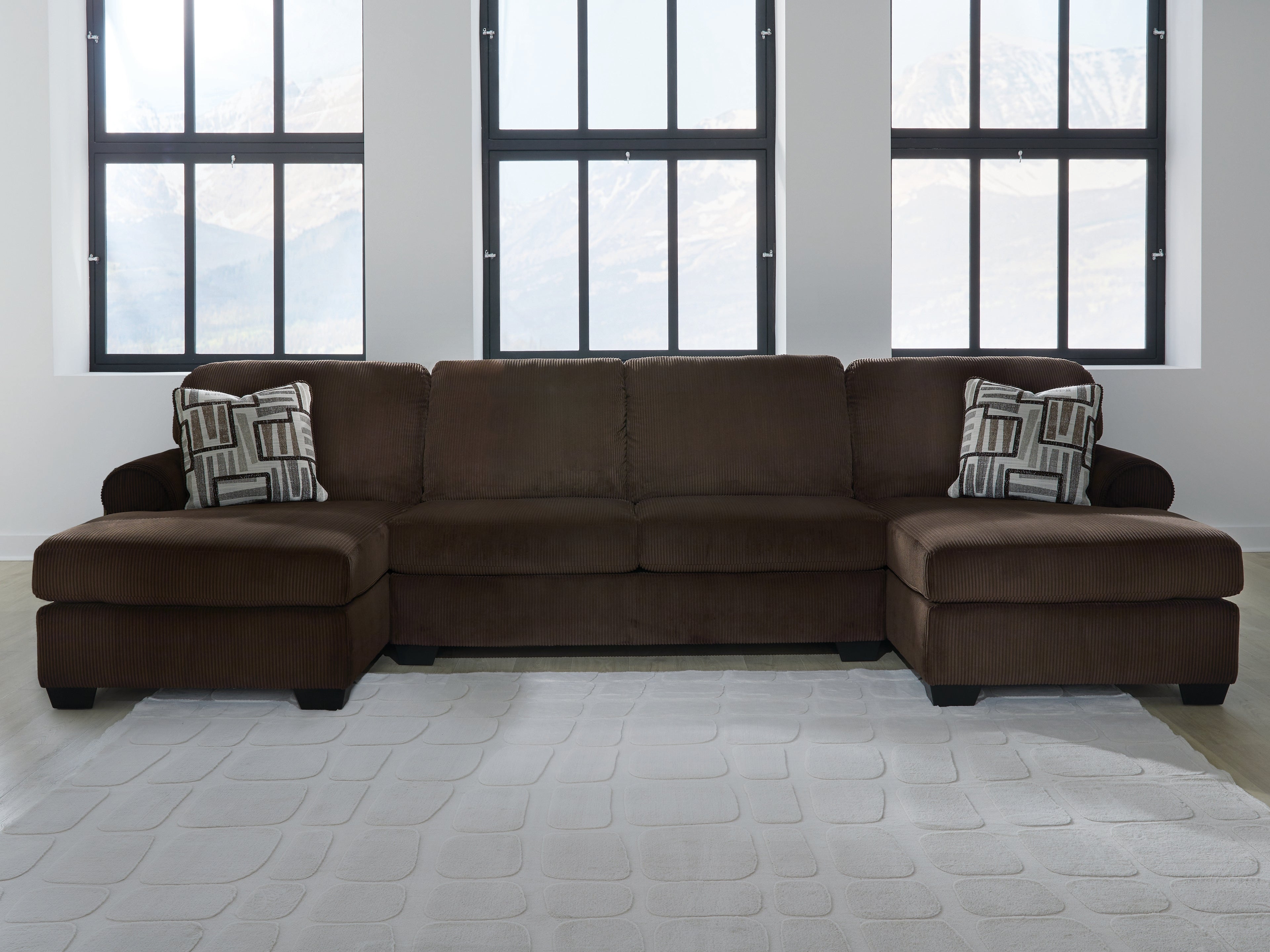 A2Z Furniture - Ashley Furniture - Kimlee Sectional - RAF 3-Piece Sectional with Double Chaise / Chocolate - PC35603S3
