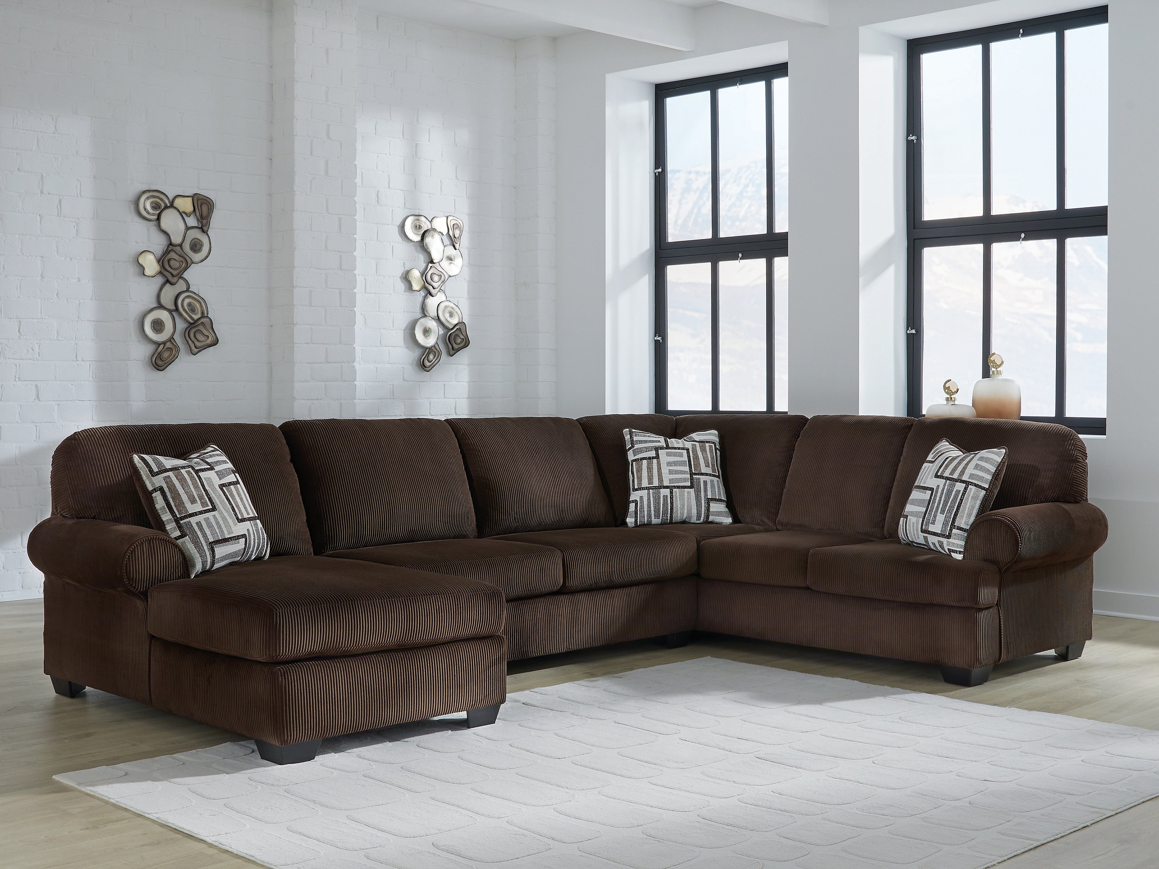A2Z Furniture - Ashley Furniture - Kimlee Sectional - RAF 3-Piece Sectional with Chaise / Chocolate - PC35603S1
