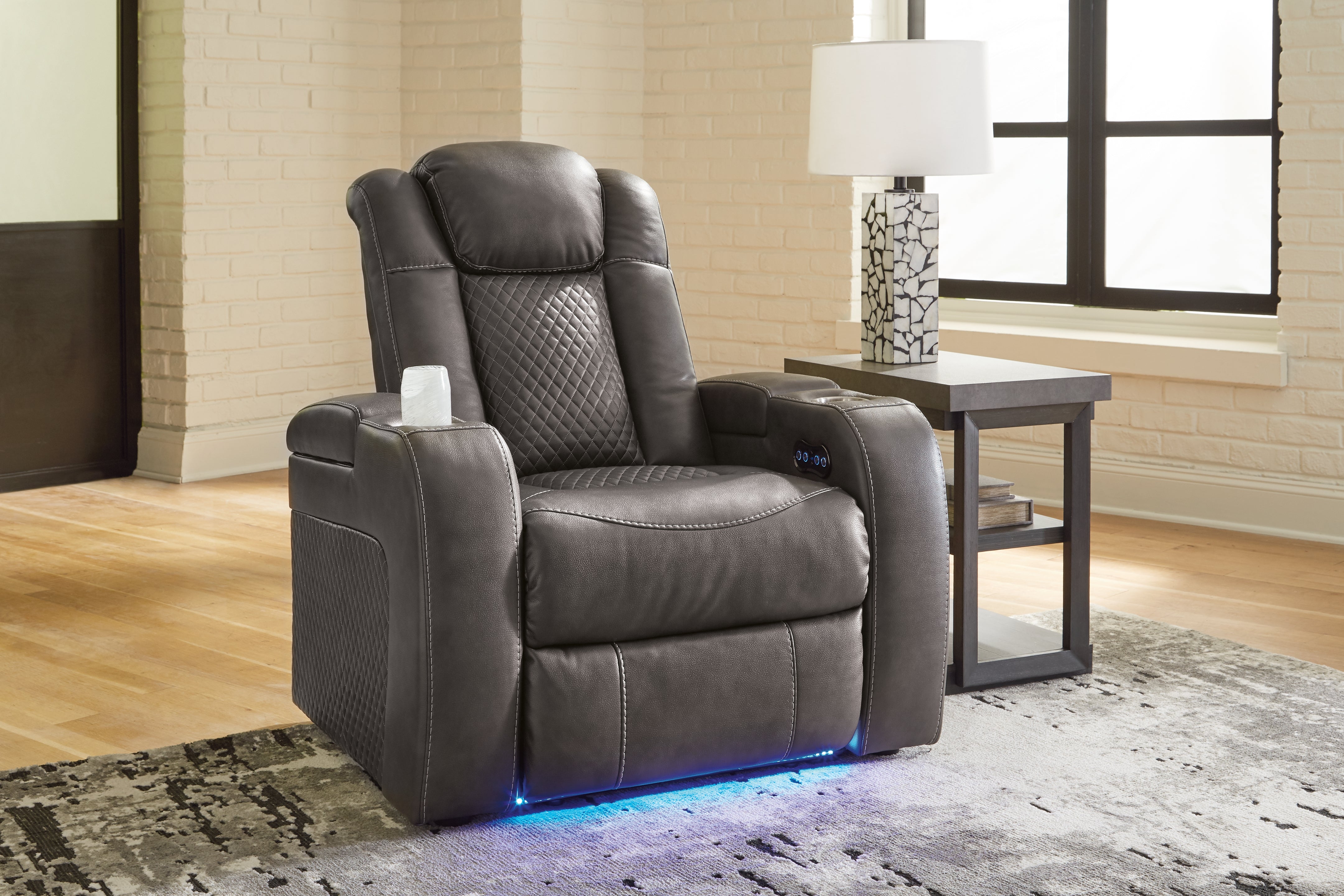 A2Z Furniture - Ashley Furniture - Fyne-Dyme Living Room - PWR Recliner/ADJ Headrest / Shadow - 3660213