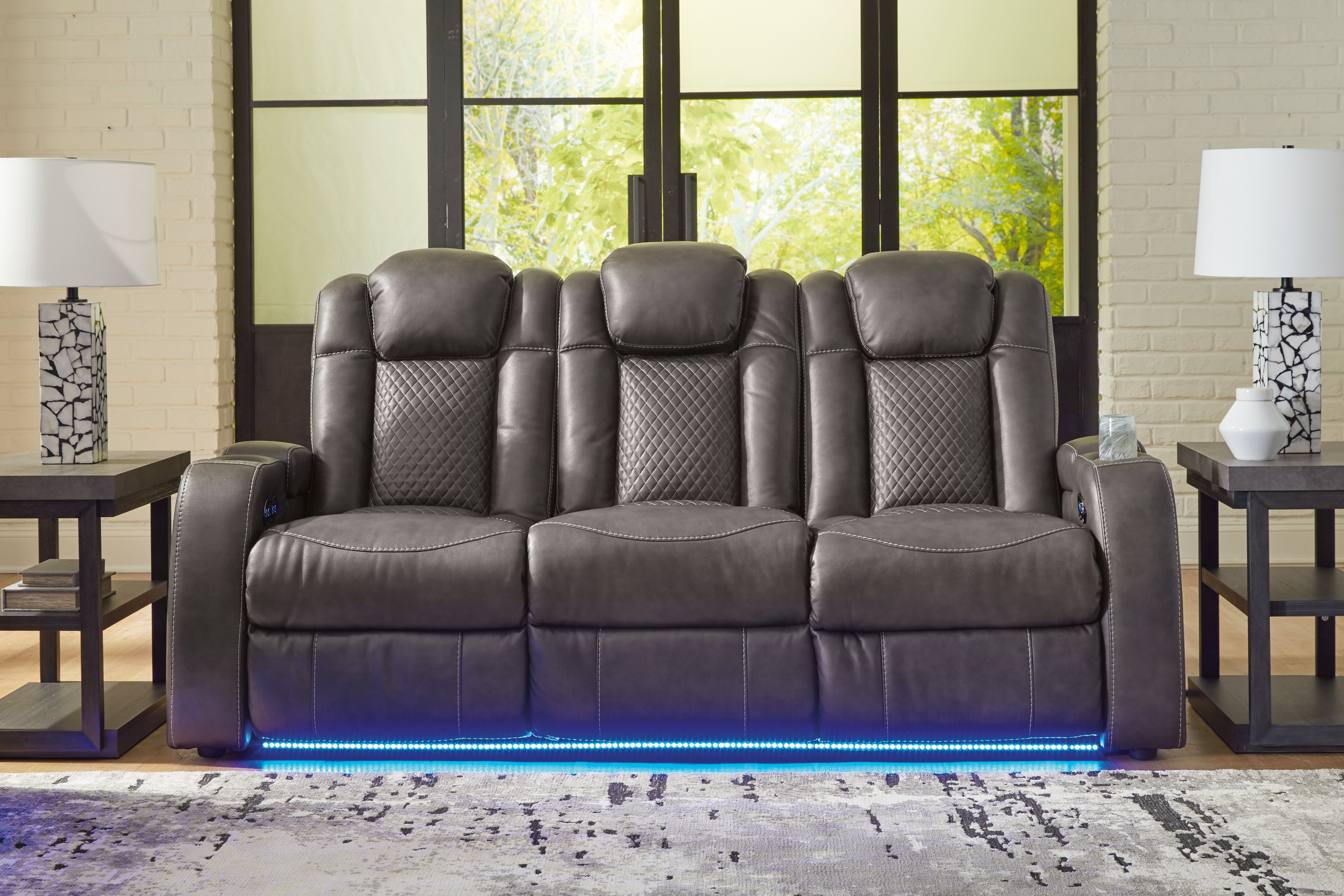 A2Z Furniture - Ashley Furniture - Fyne-Dyme Living Room - PWR REC Sofa with ADJ Headrest / Shadow - 3660215