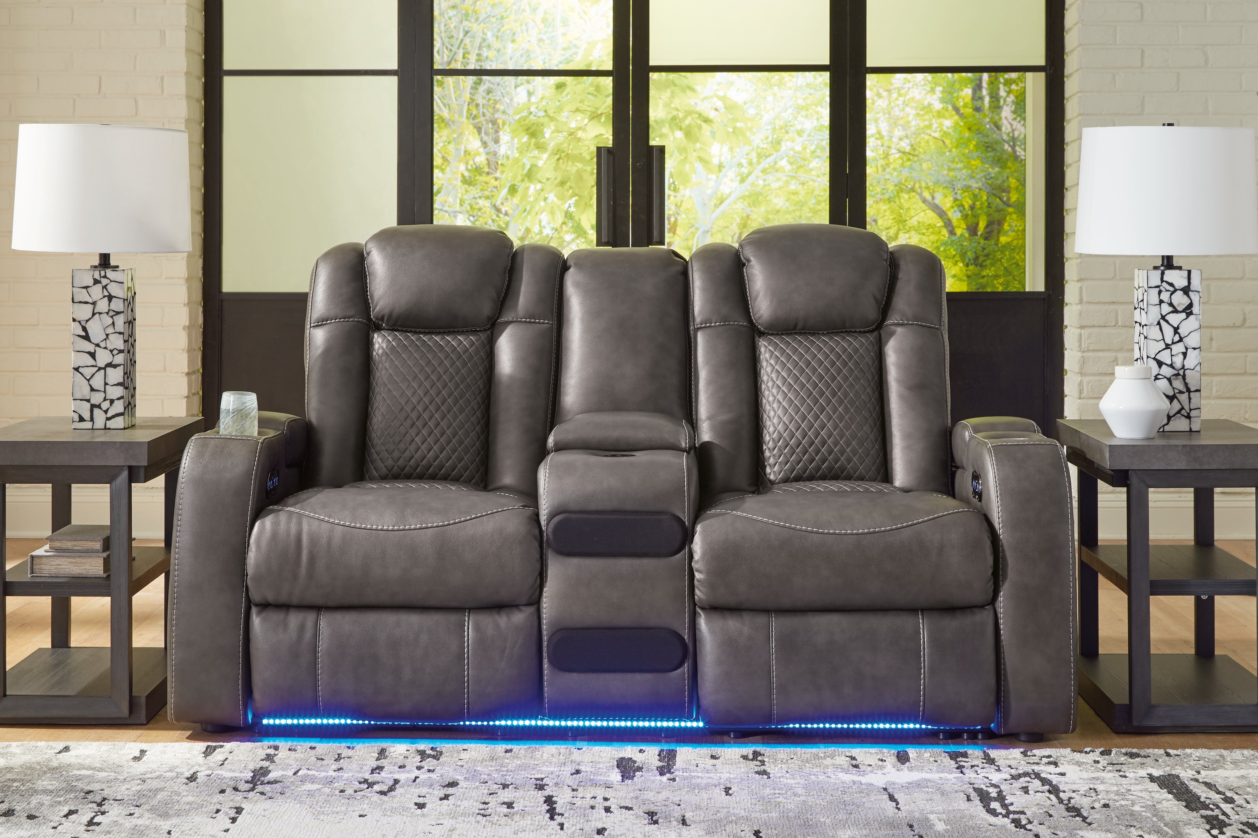 A2Z Furniture - Ashley Furniture - Fyne-Dyme Living Room - PWR REC Loveseat/CON/ADJ HDRST / Shadow - 3660218