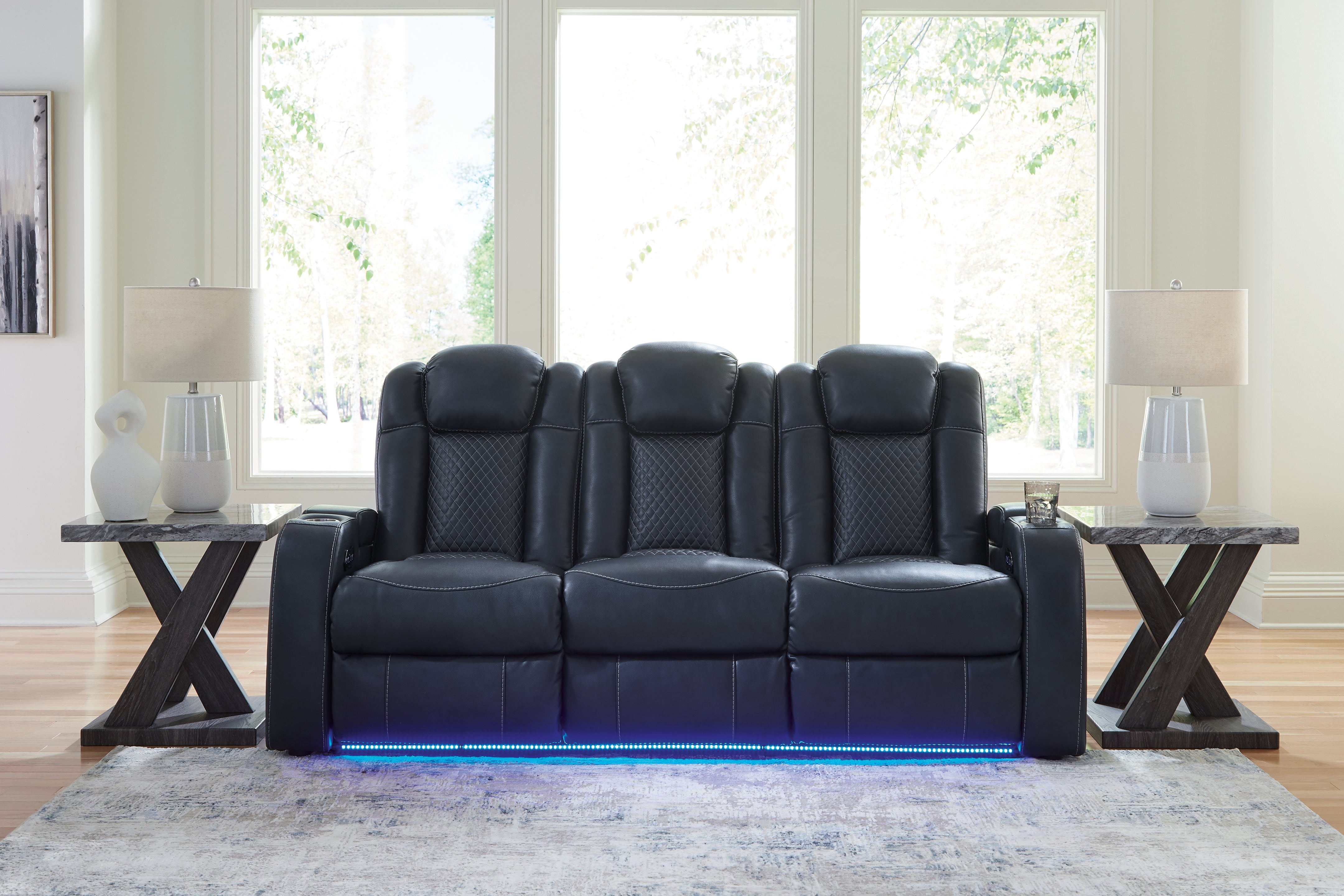 A2Z Furniture - Ashley Furniture - Fyne-Dyme Living Room - PWR REC Sofa with ADJ Headrest / Sapphire - 3660315