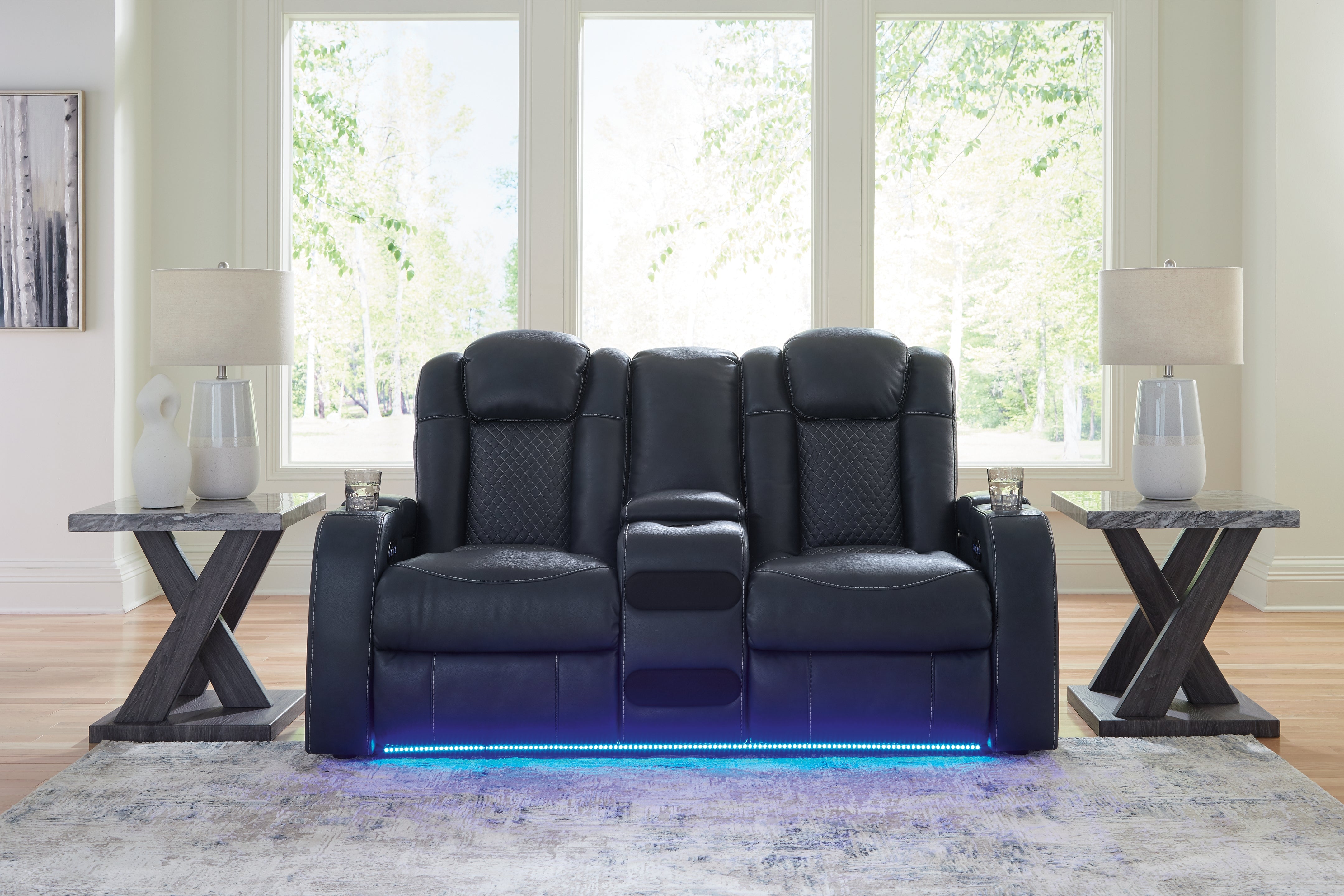 A2Z Furniture - Ashley Furniture - Fyne-Dyme Living Room - PWR REC Loveseat/CON/ADJ HDRST / Sapphire - 3660318