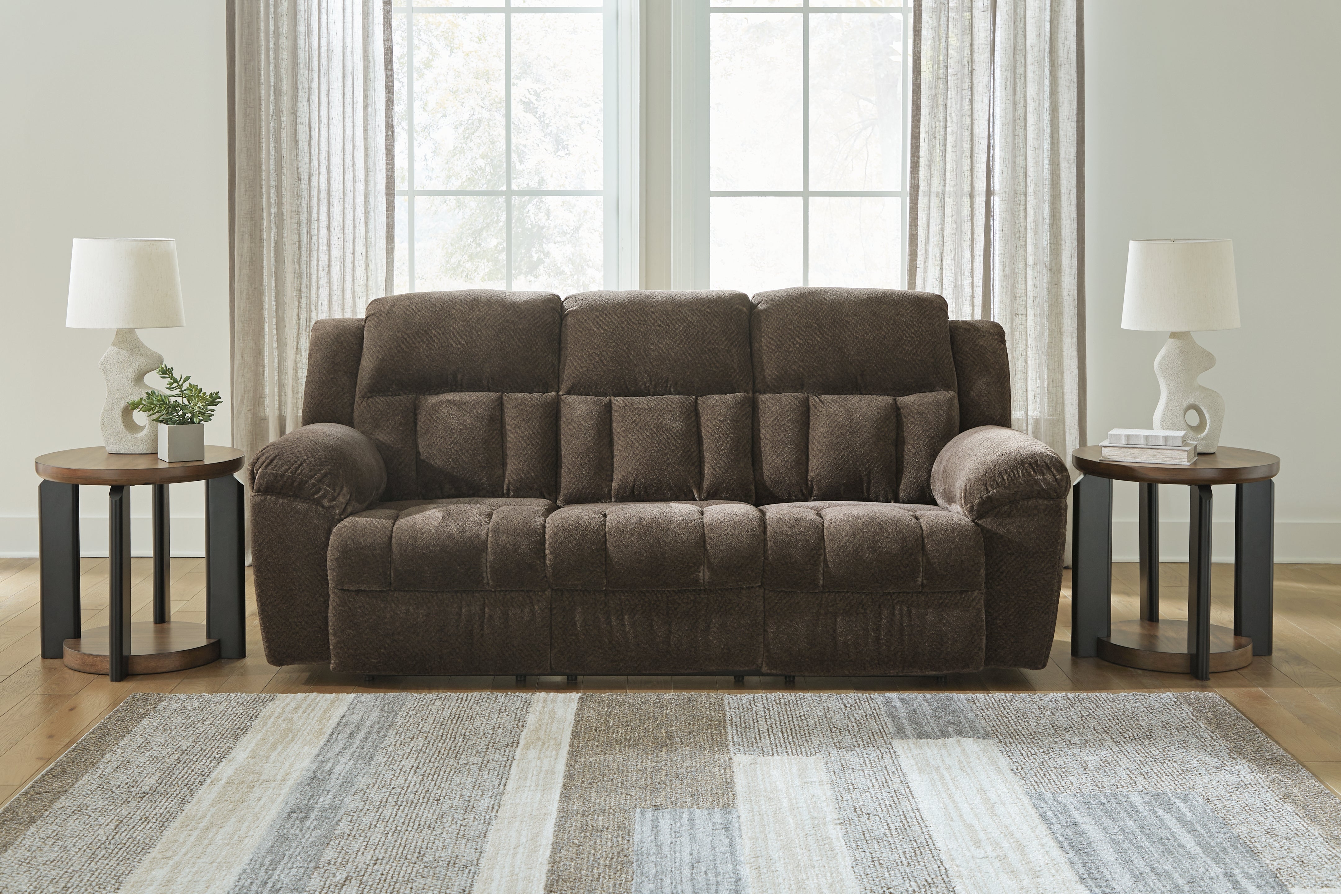 A2Z Furniture - Ashley Furniture - Frohn Living Room - DBL Rec Loveseat w/Console / Chocolate - 3740794