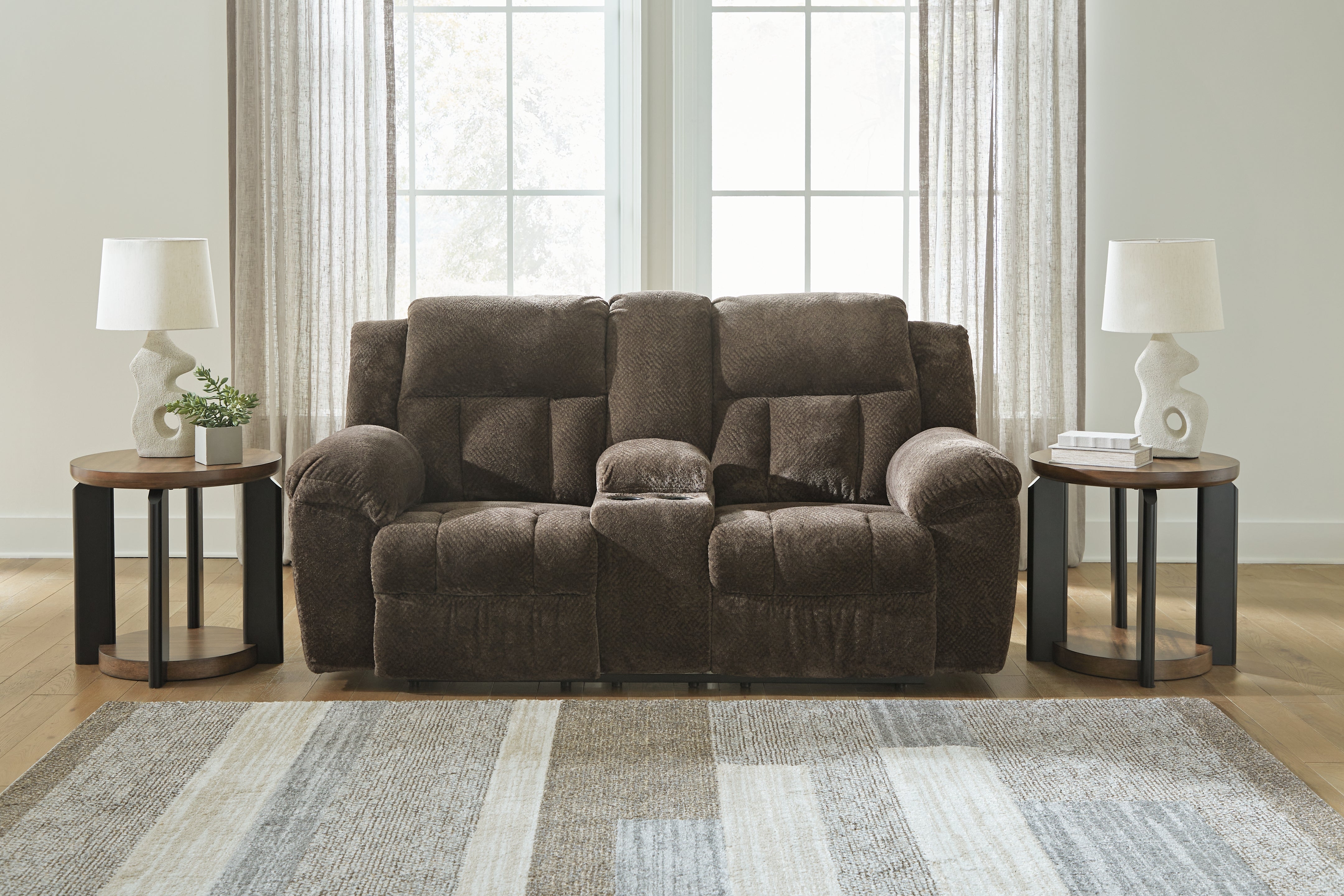 A2Z Furniture - Ashley Furniture - Frohn Living Room - DBL Rec Loveseat w/Console / Chocolate - 3740794