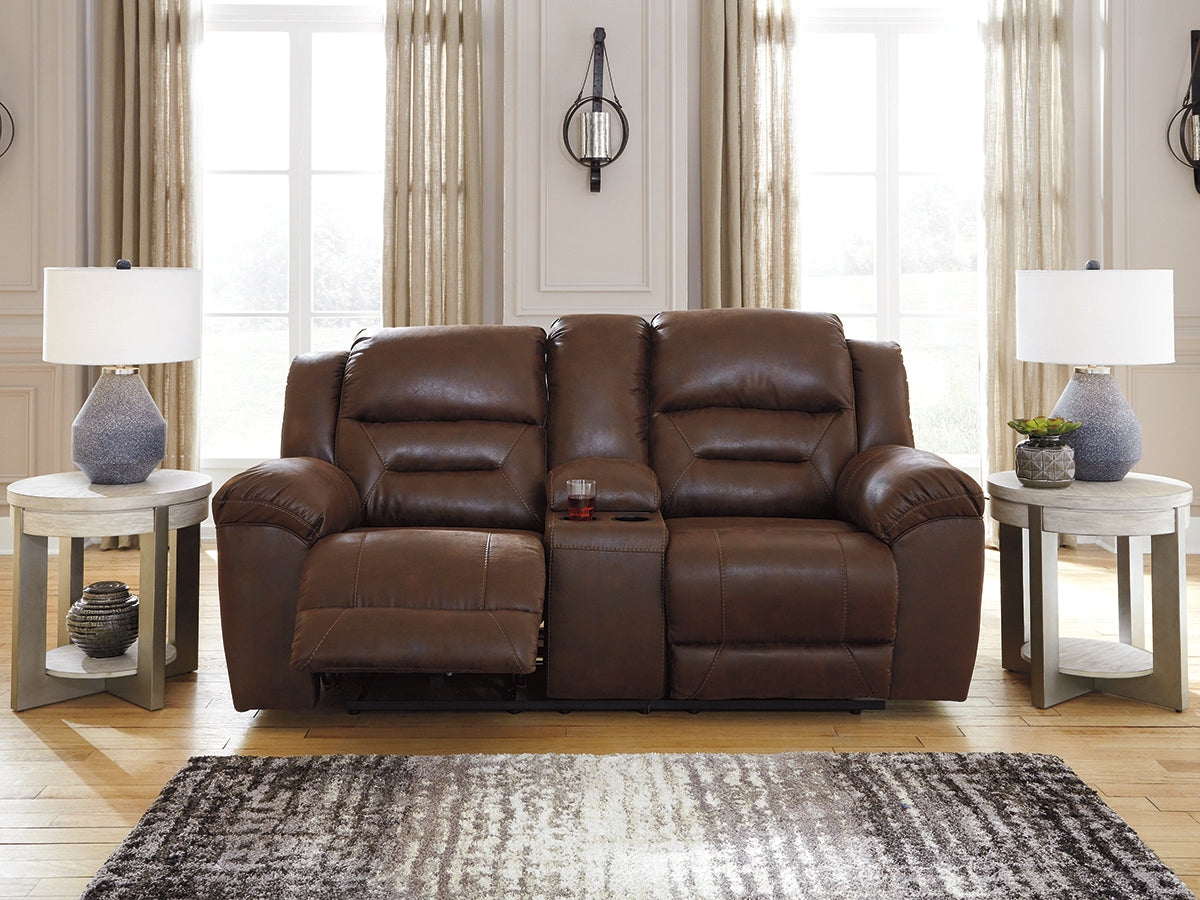A2Z Furniture - Ashley Furniture - Stoneland Living Room - DBL REC PWR Loveseat w/Console / Chocolate - 3990496