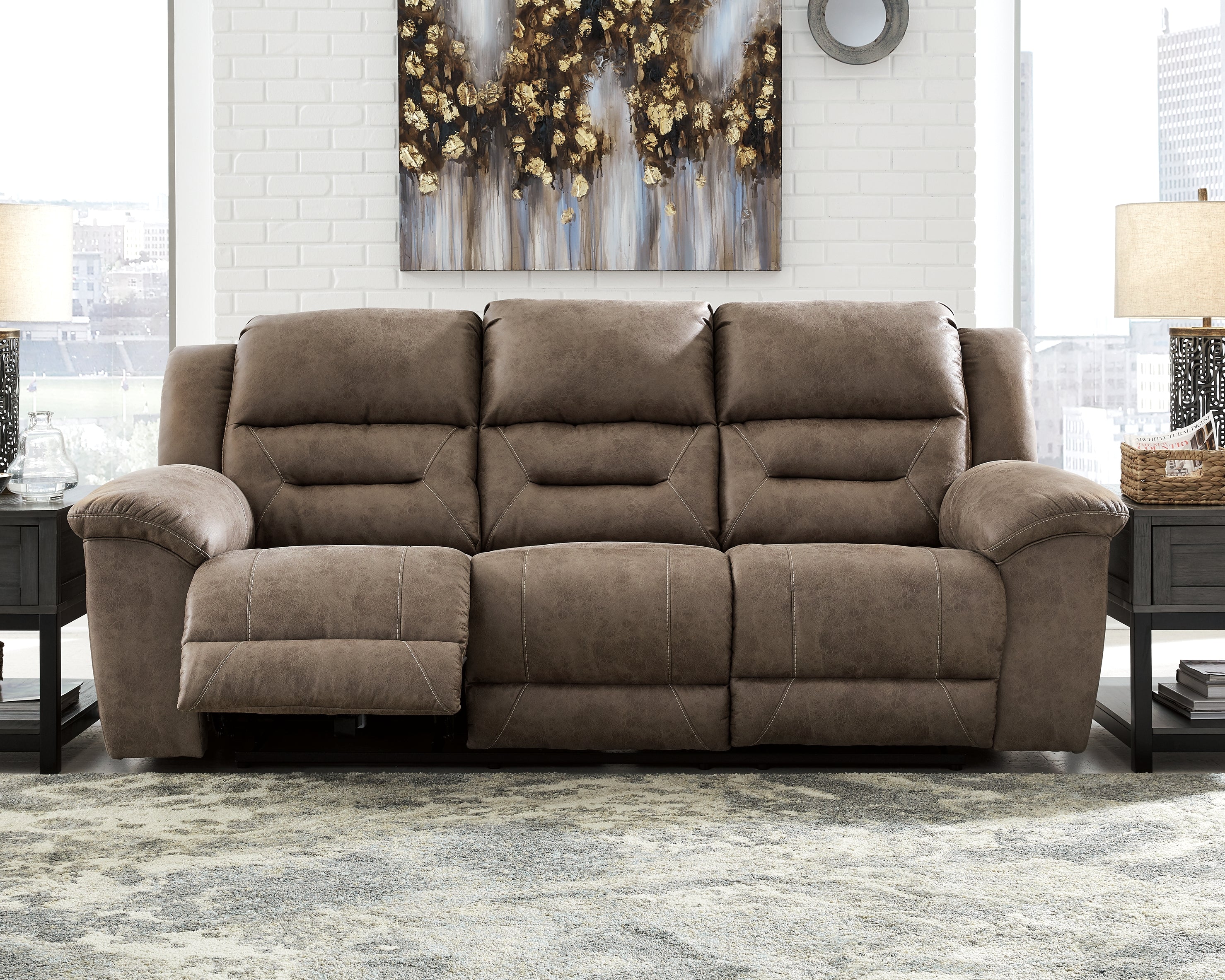 A2Z Furniture - Ashley Furniture - Stoneland Living Room - Reclining Sofa / Fossil - 3990588
