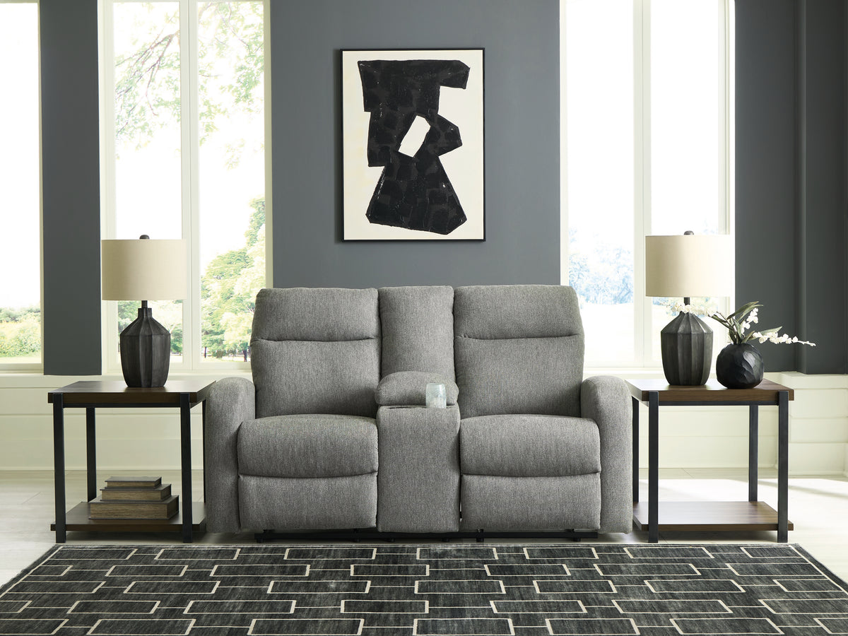 A2Z Furniture - Ashley Furniture - Gauntlet Living Room - DBL Rec Loveseat w/Console / Sterling - PC4220494