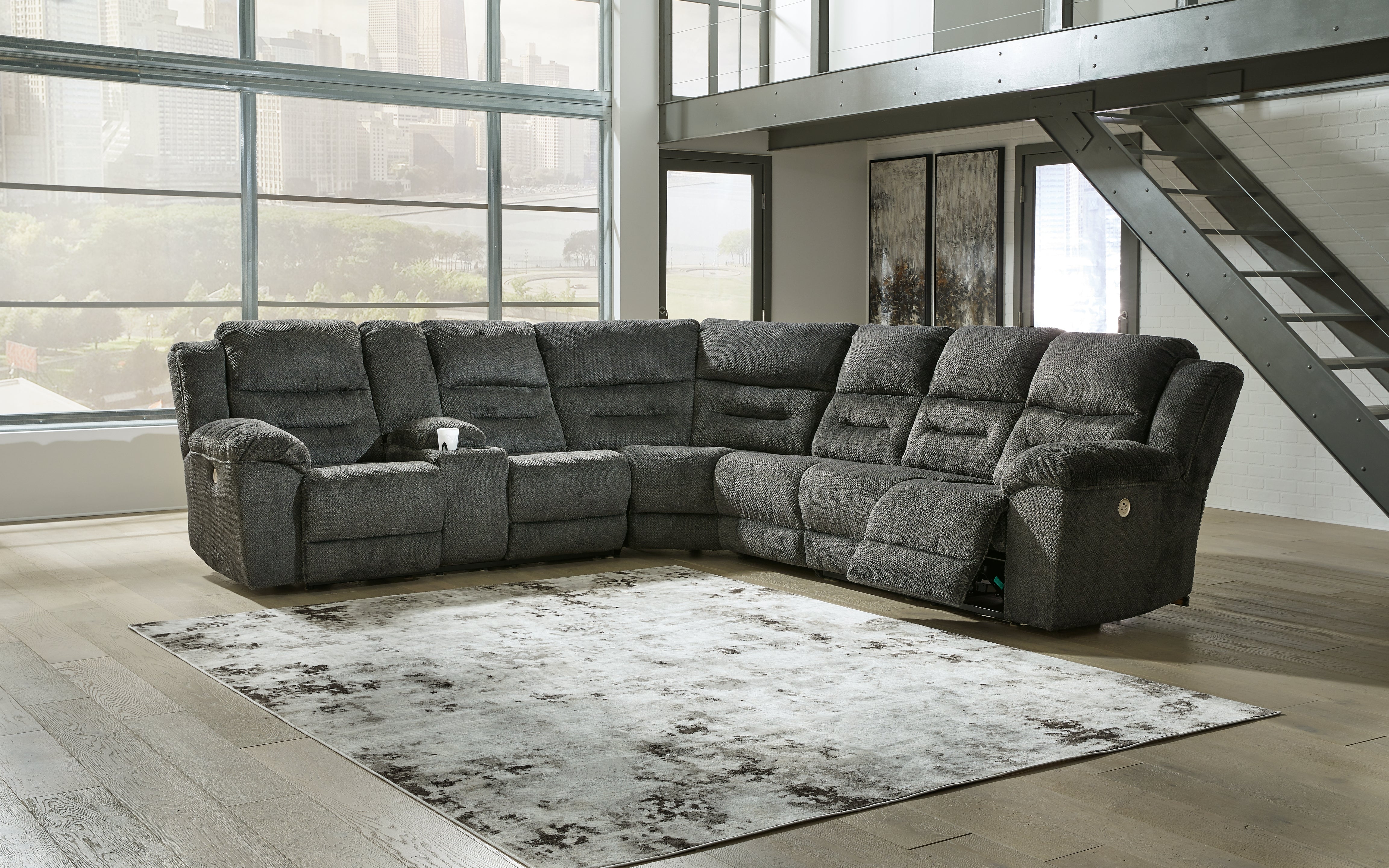 A2Z Furniture - Ashley Furniture - Nettington Sectional - 4-Piece Power Reclining Sectional / Smoke - 44101S3