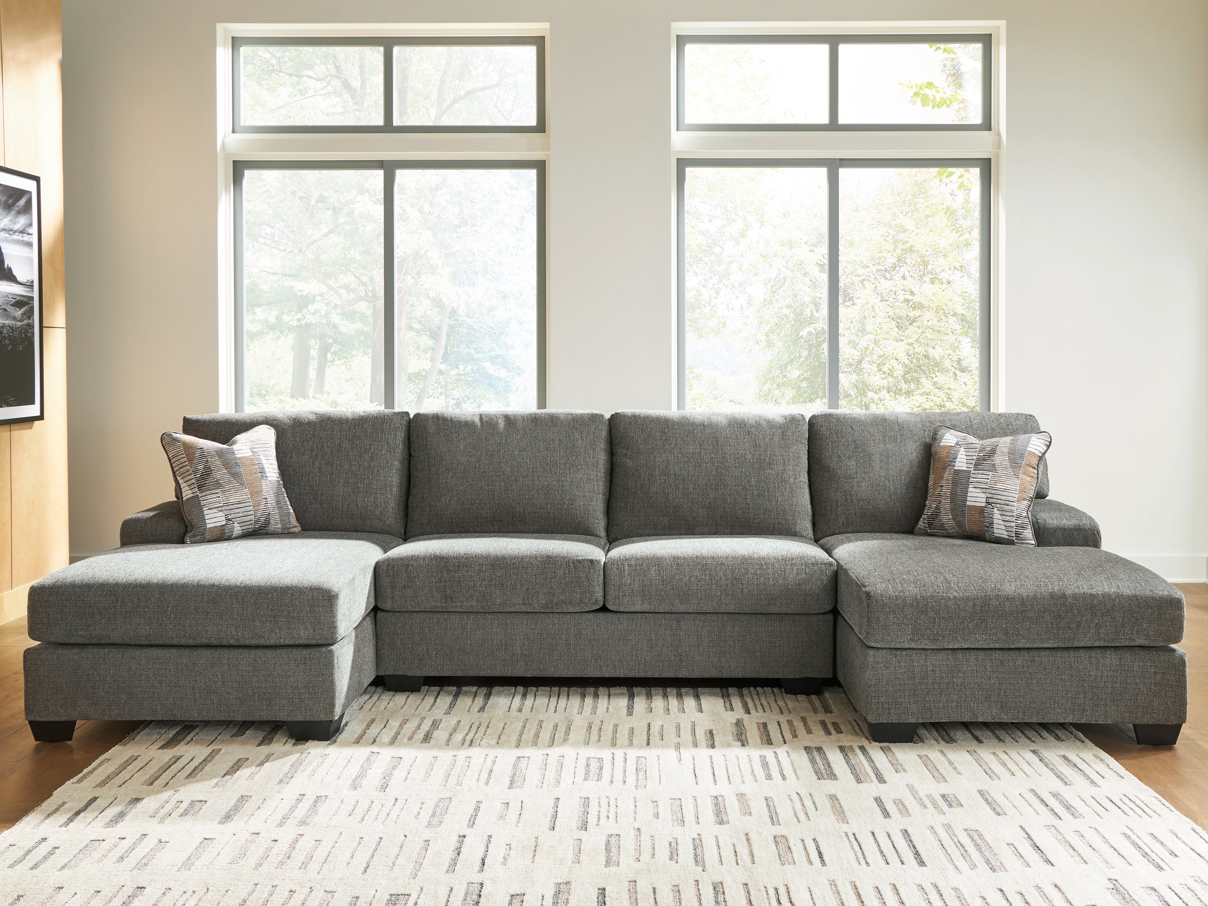 A2Z Furniture - Ashley Furniture - Clarington Sectional - RAF 3-Piece Sectional with Double Chaise / Greystone - PC48405S3