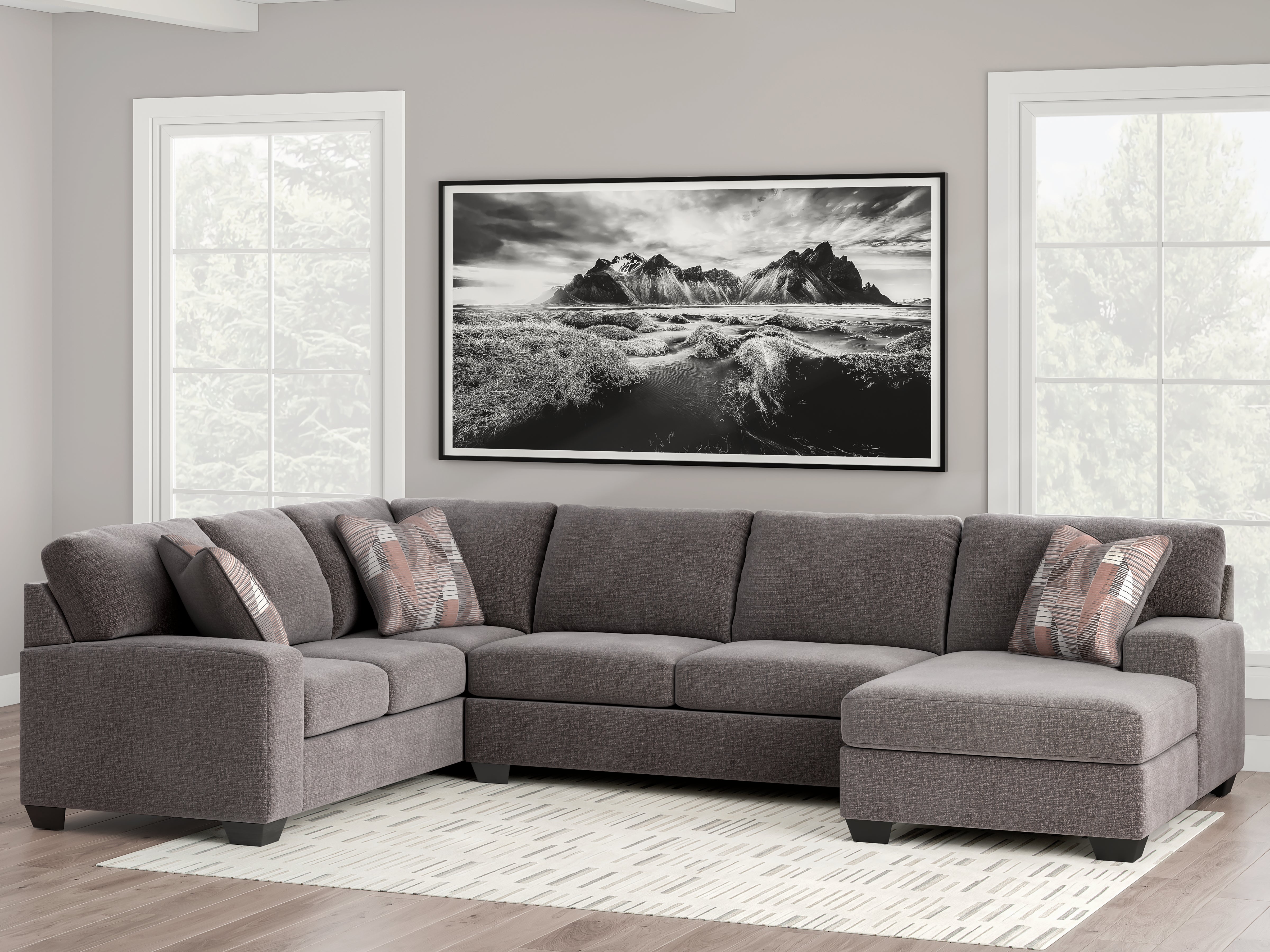 A2Z Furniture - Ashley Furniture - Newellen Sectional - LAF 3-Piece Sectional with Chaise / Greystone - 48405S2