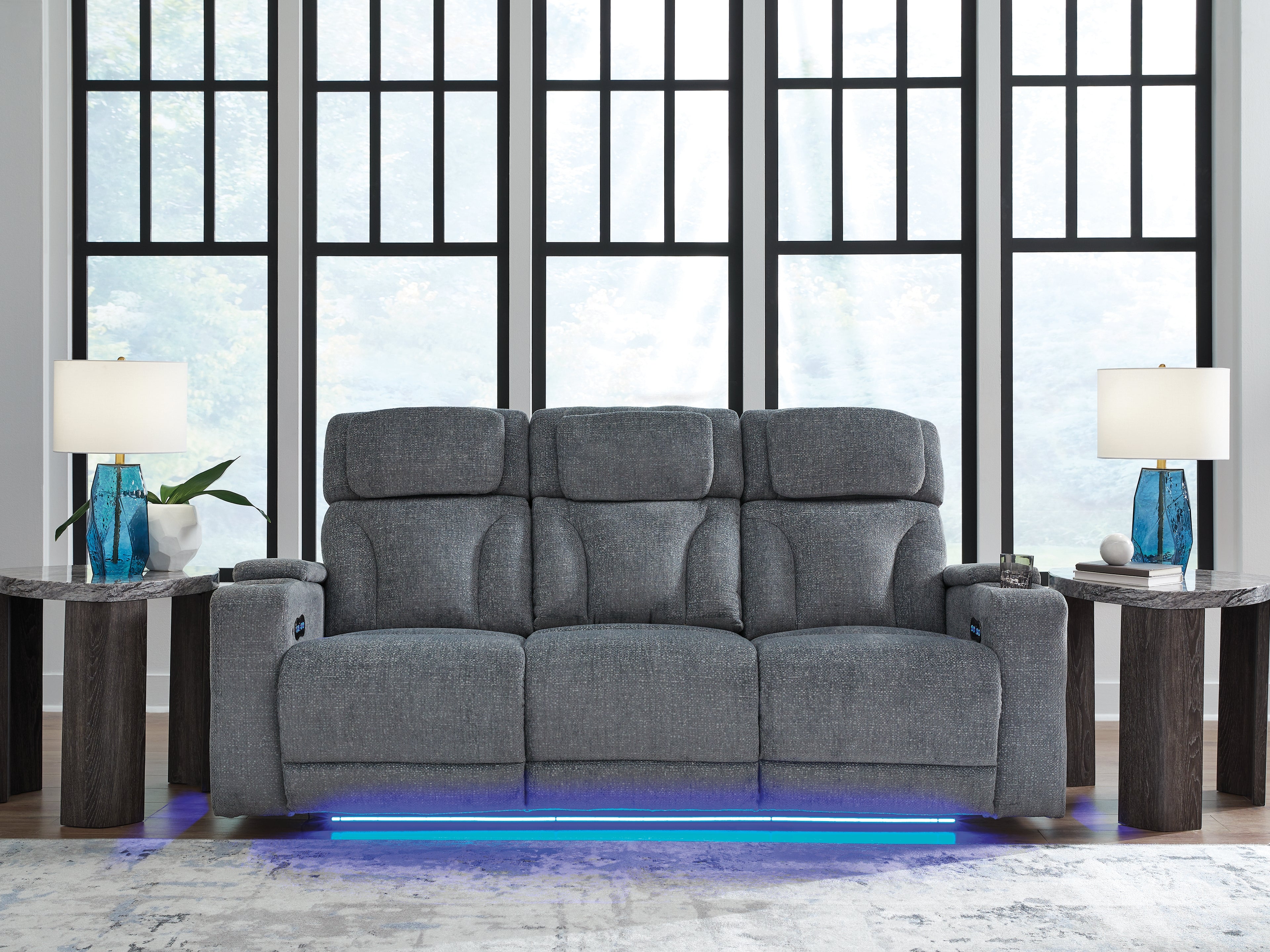 A2Z Furniture - Ashley Furniture - Studio Cave Living Room - PWR REC Sofa with ADJ Headrest / Steel - PC4980215