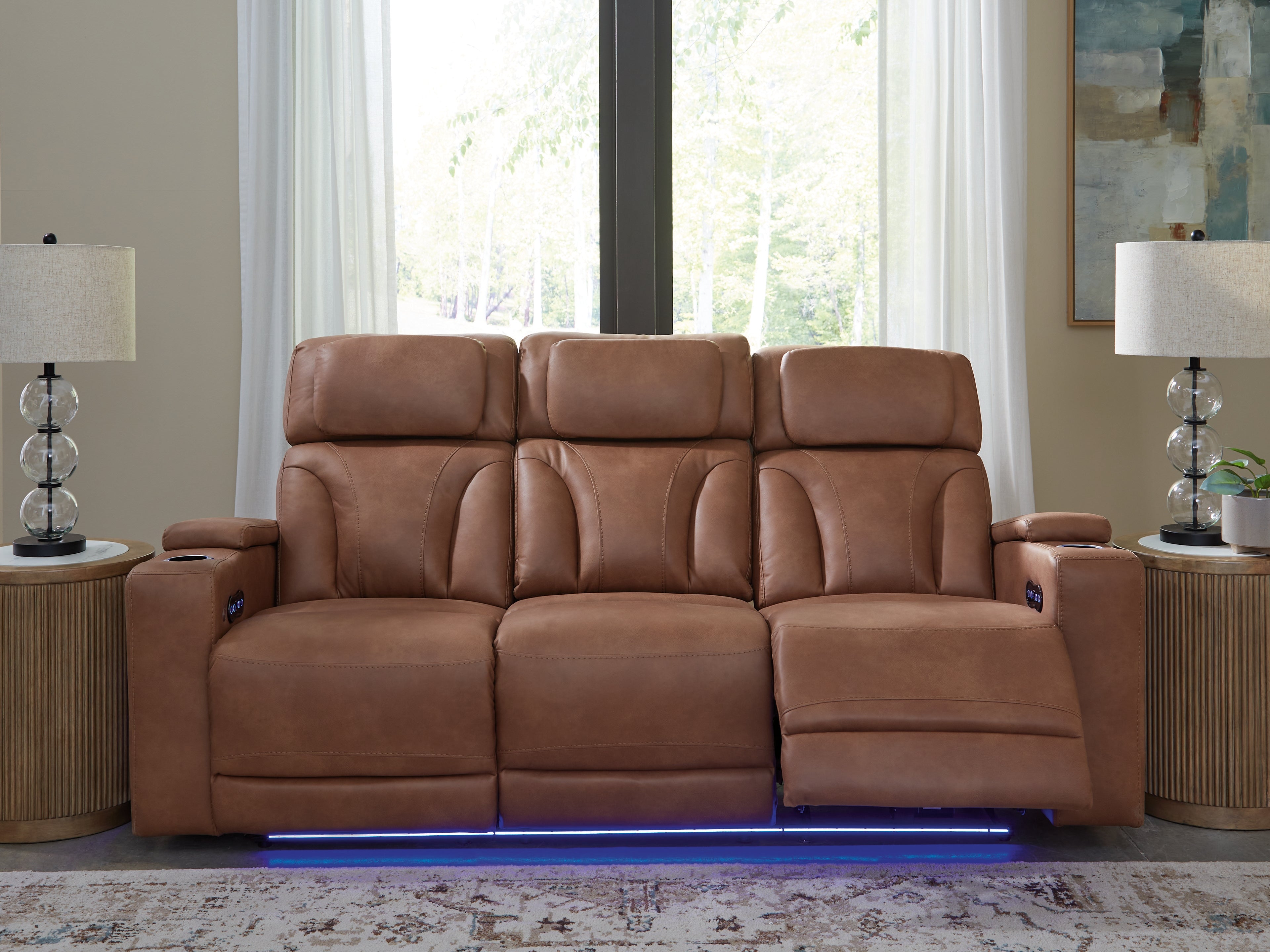 A2Z Furniture - Ashley Furniture - Clean-Slate Living Room - PWR REC Sofa with ADJ Headrest / Caramel - PC5010115