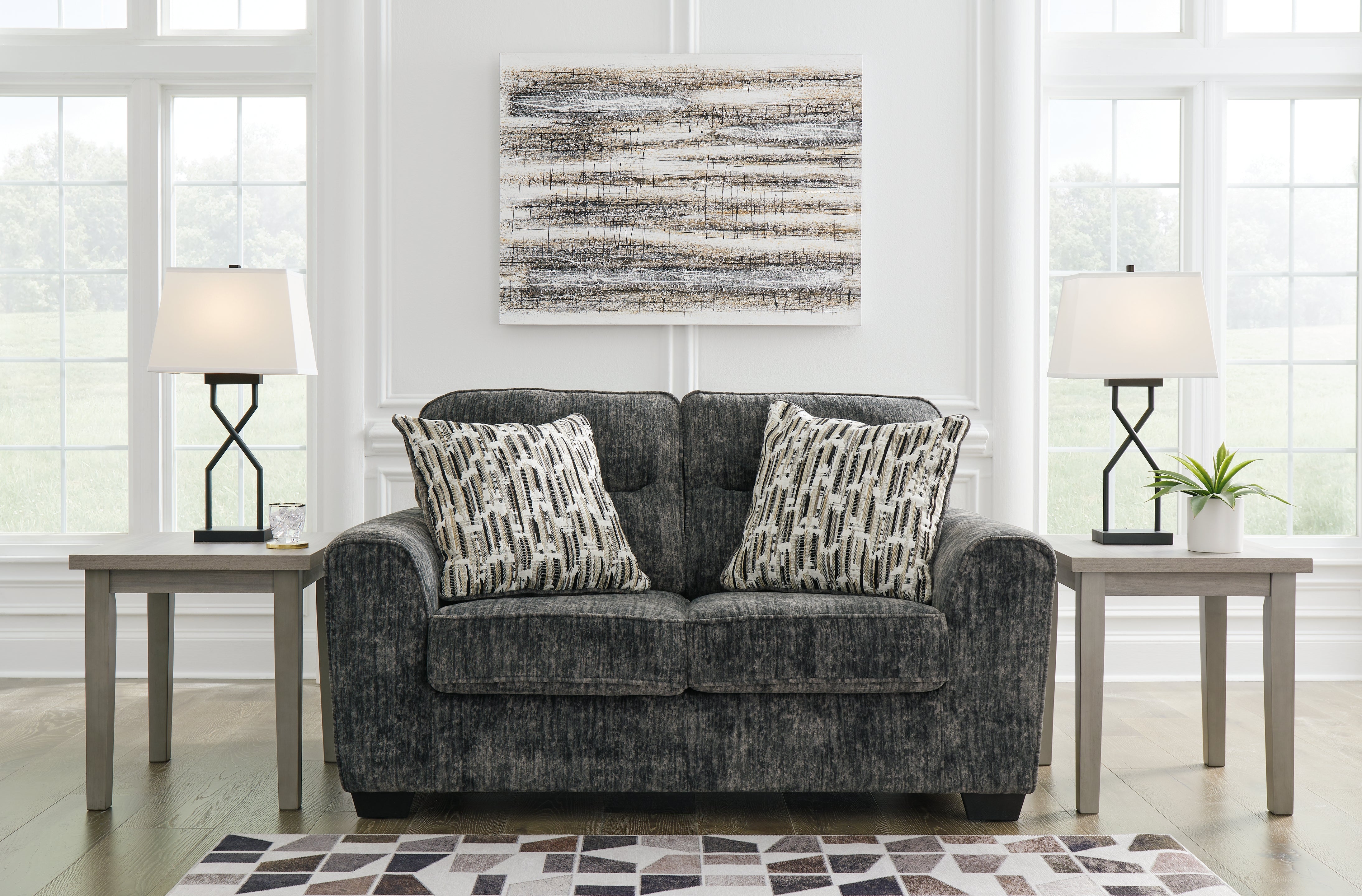 A2Z Furniture - Ashley Furniture - Lonoke Living Room - Loveseat / Gunmetal - 5050435