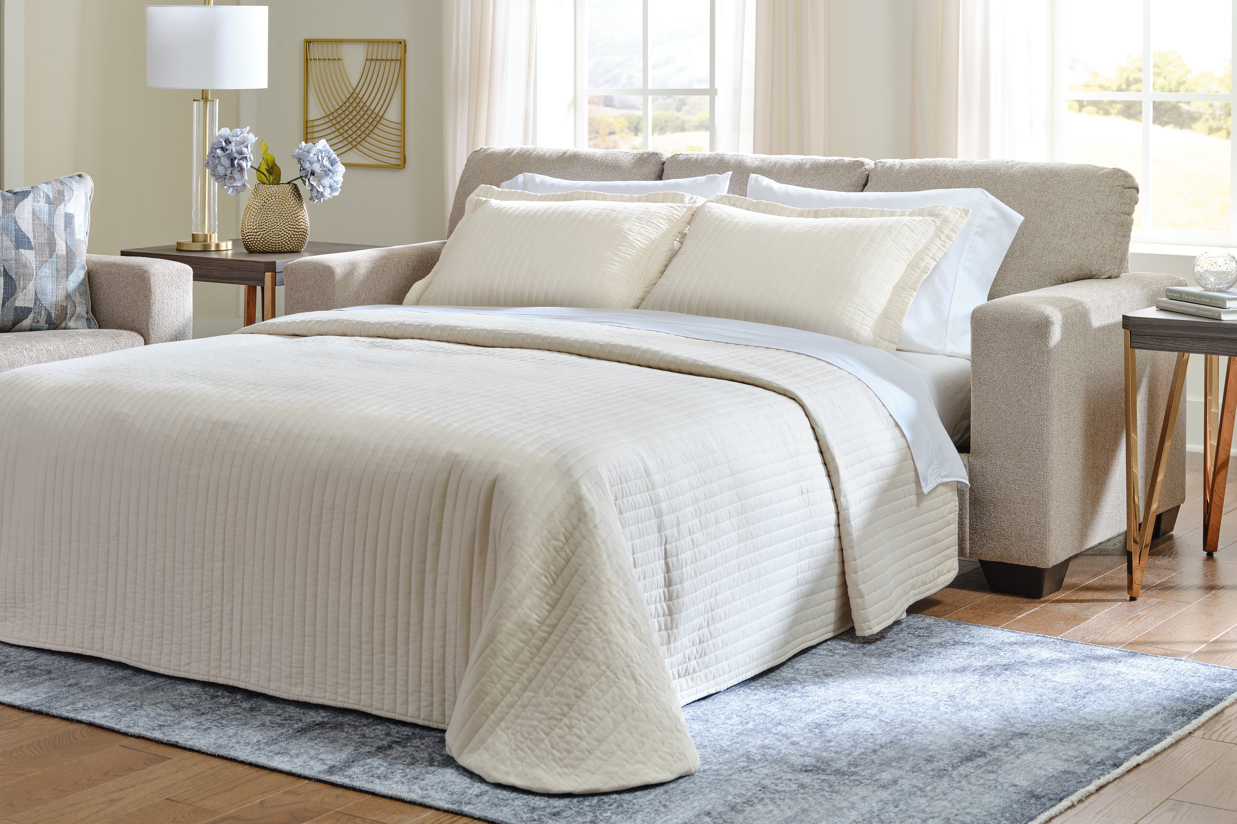 A2Z Furniture - Ashley Furniture - Deltona Living Room - Queen Sofa Sleeper / Parchment - 5120439