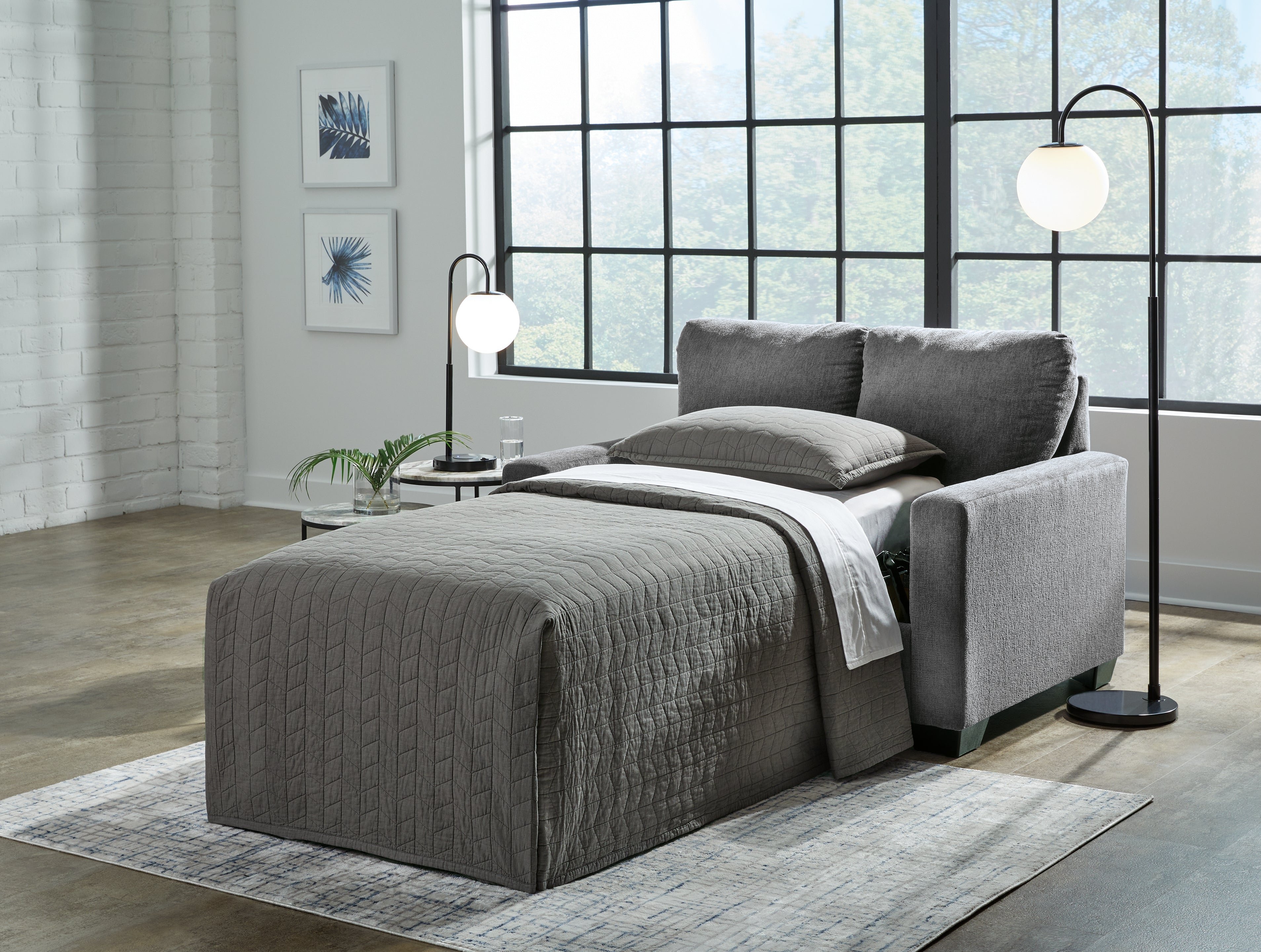 A2Z Furniture - Ashley Furniture - Rannis Living Room - Twin Sofa Sleeper / Pewter - 5360237
