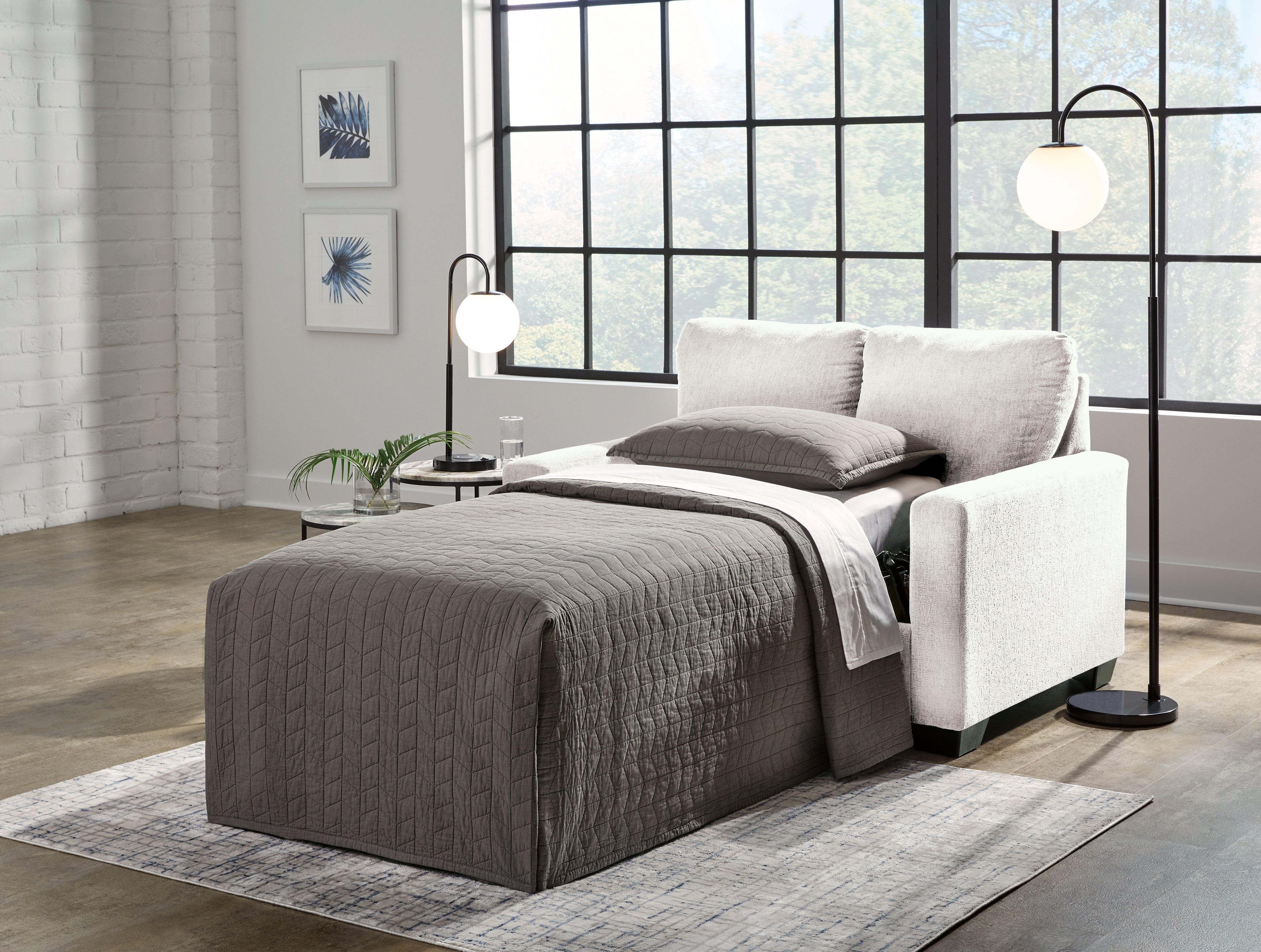 A2Z Furniture - Ashley Furniture - Rannis Living Room - Twin Sofa Sleeper / Snow - 5360337