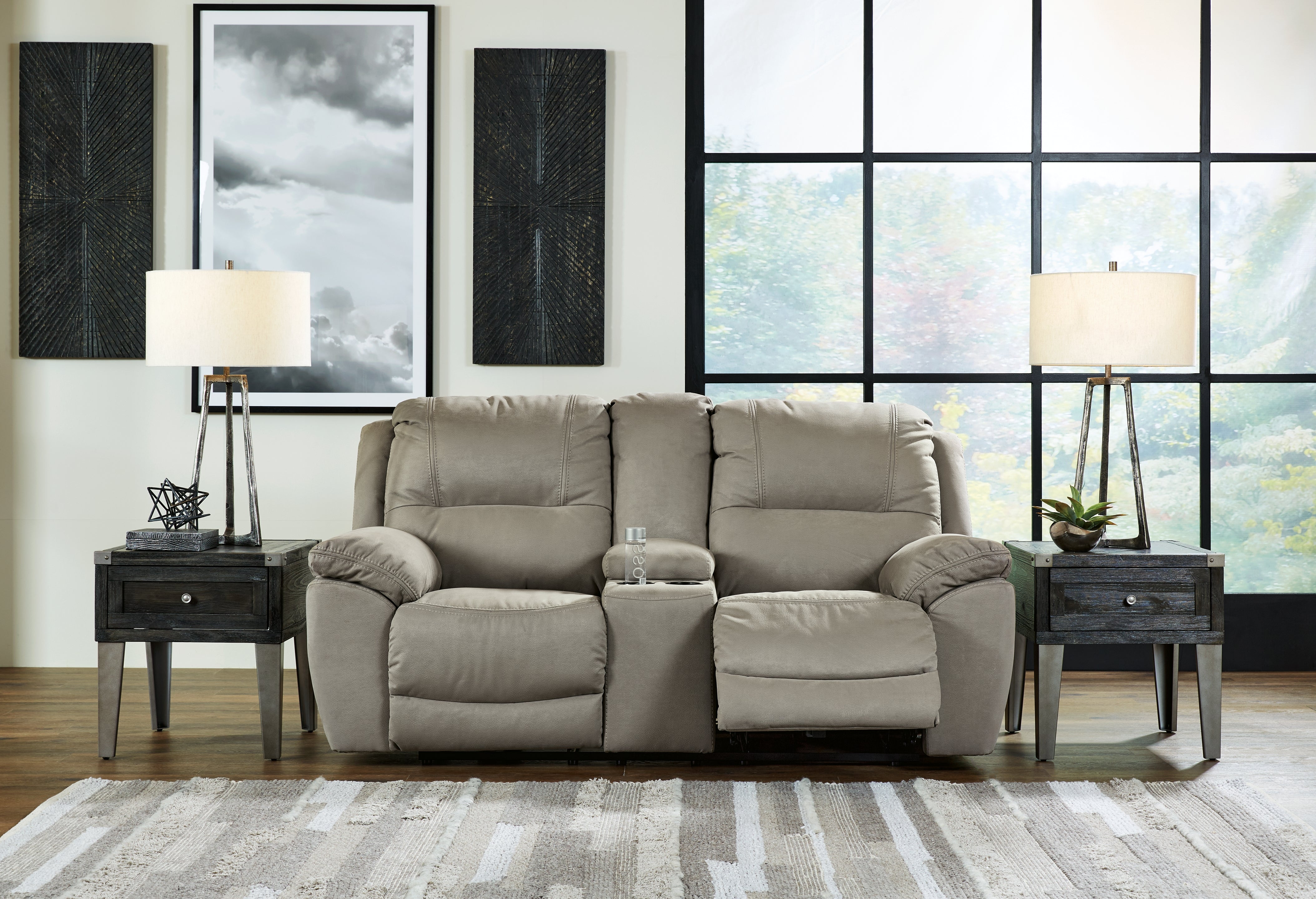 A2Z Furniture - Ashley Furniture - Next-Gen Gaucho Living Room - DBL Rec Loveseat w/Console / Putty - 5420394