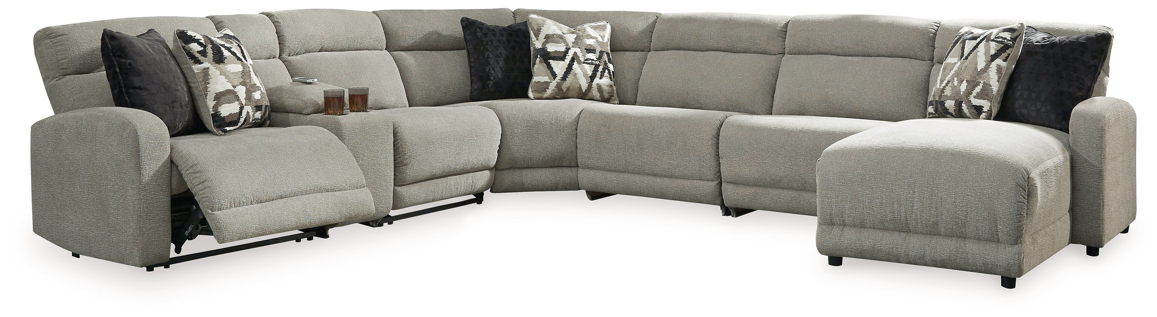 A2Z Furniture - Ashley Furniture - Colleyville Sectional - 7-Piece Power Reclining Sectional with Chaise / Stone - 54405S32