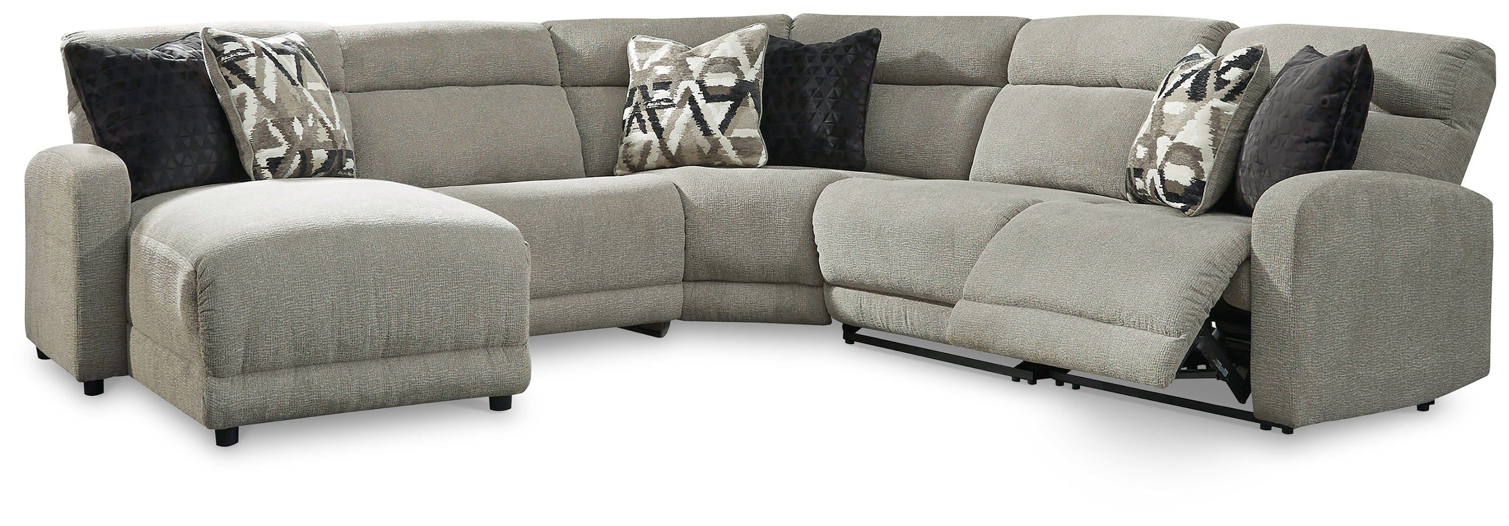 A2Z Furniture - Ashley Furniture - Colleyville Sectional - 5-Piece Power Reclining Sectional with Chaise / Stone - 54405S11