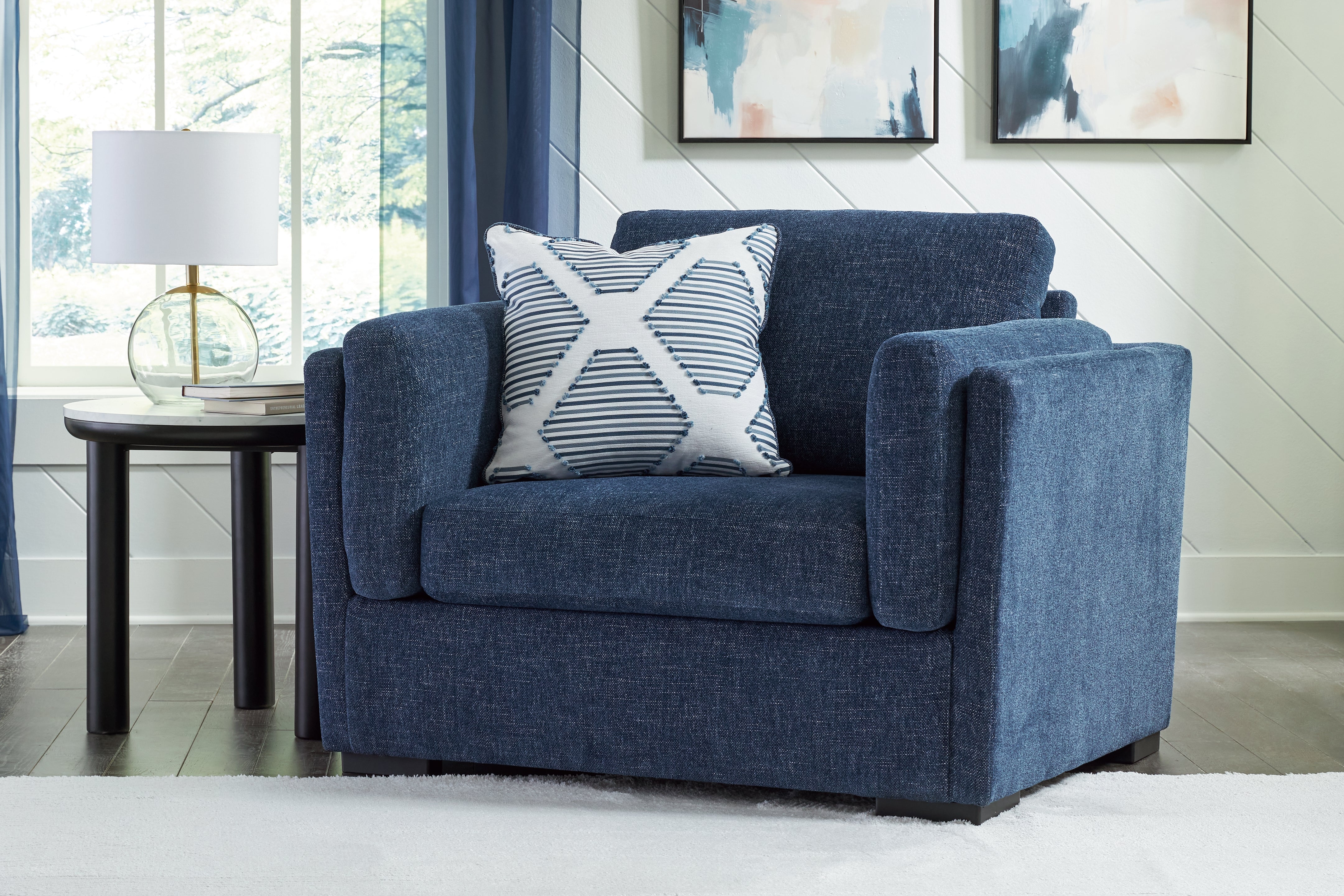 A2Z Furniture - Ashley Furniture - Evansley Living Room - Chair and a Half / Navy - 5450223