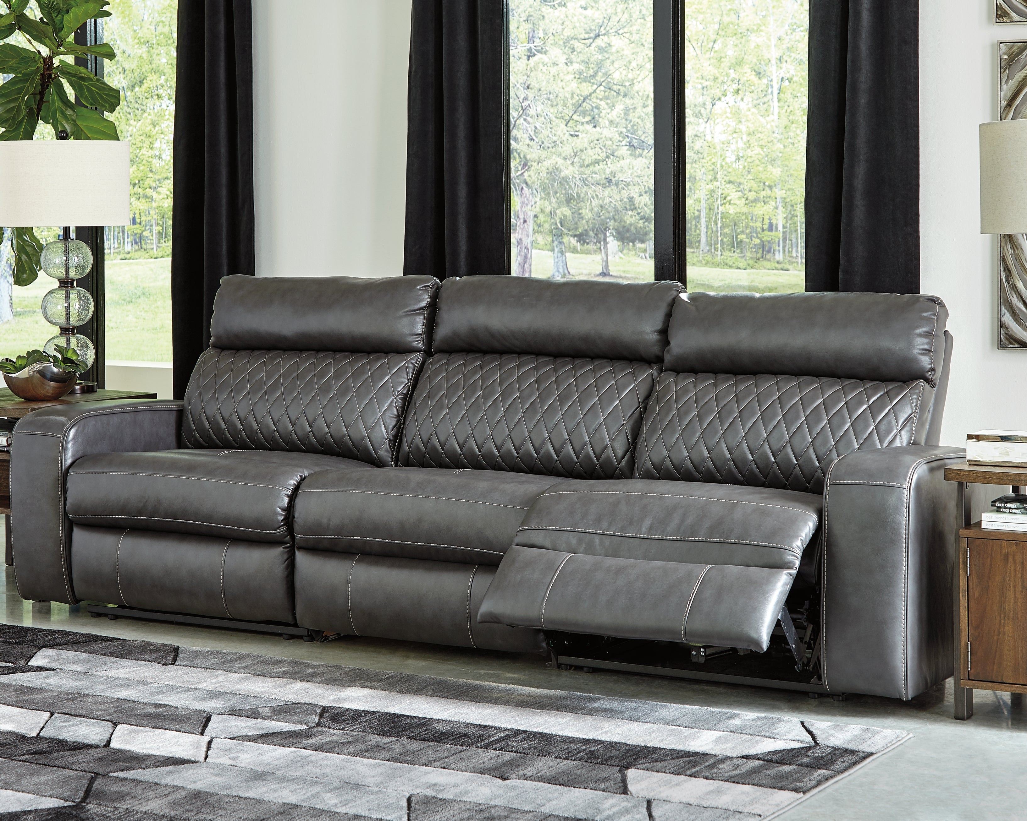 A2Z Furniture - Ashley Furniture - Samperstone Sectional - 3-Piece Power Reclining Sectional Sofa / Gray - 55203S4