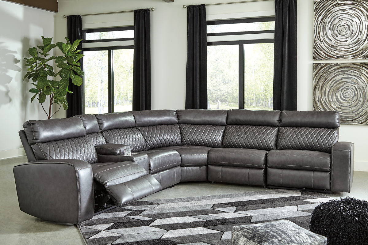 A2Z Furniture - Ashley Furniture - Samperstone Sectional - 2-Piece Power Reclining Sectional Loveseat / Gray - 55203S5