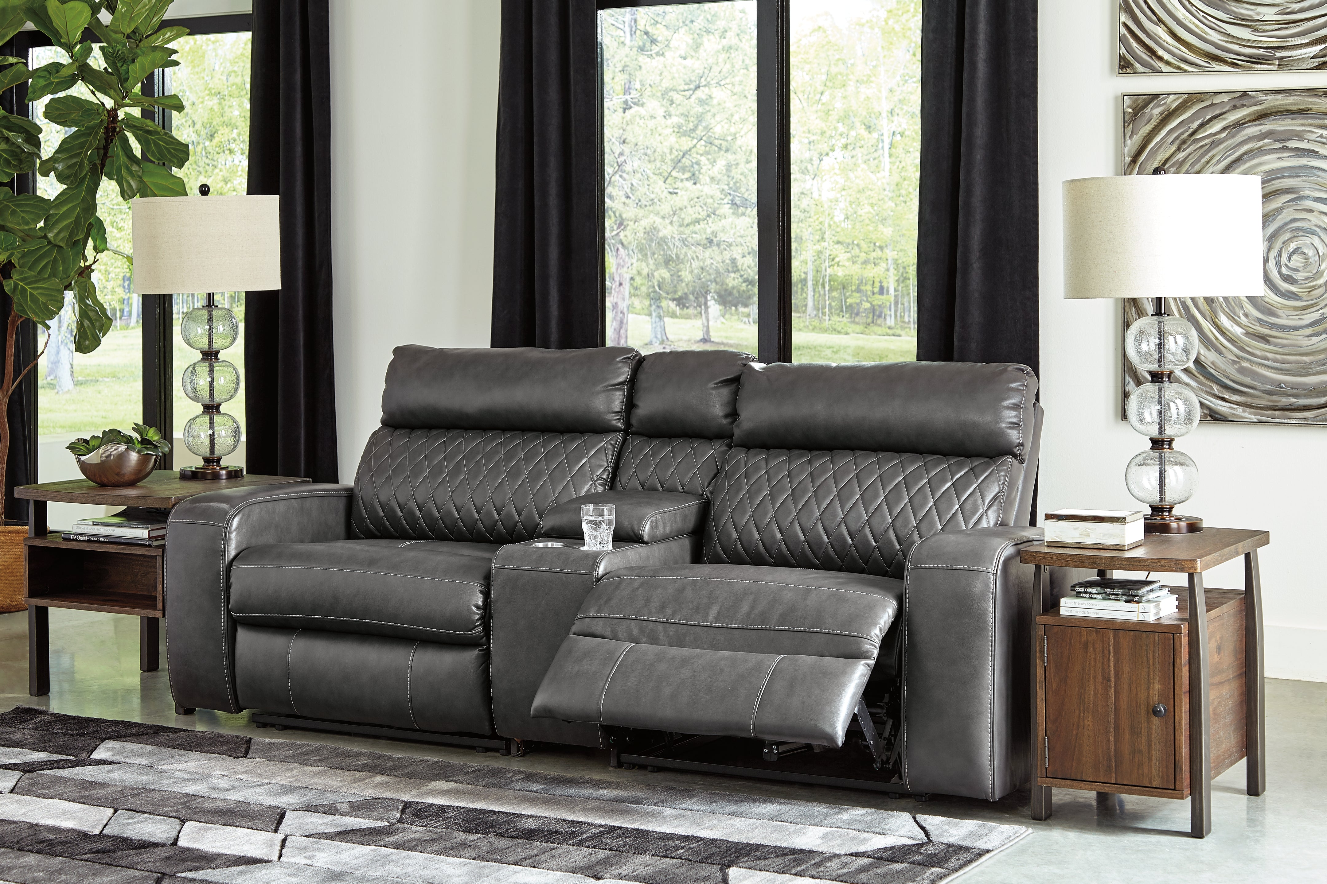 A2Z Furniture - Ashley Furniture - Samperstone Sectional - 3-Piece Power Reclining Sectional Loveseat / Gray - 55203S3