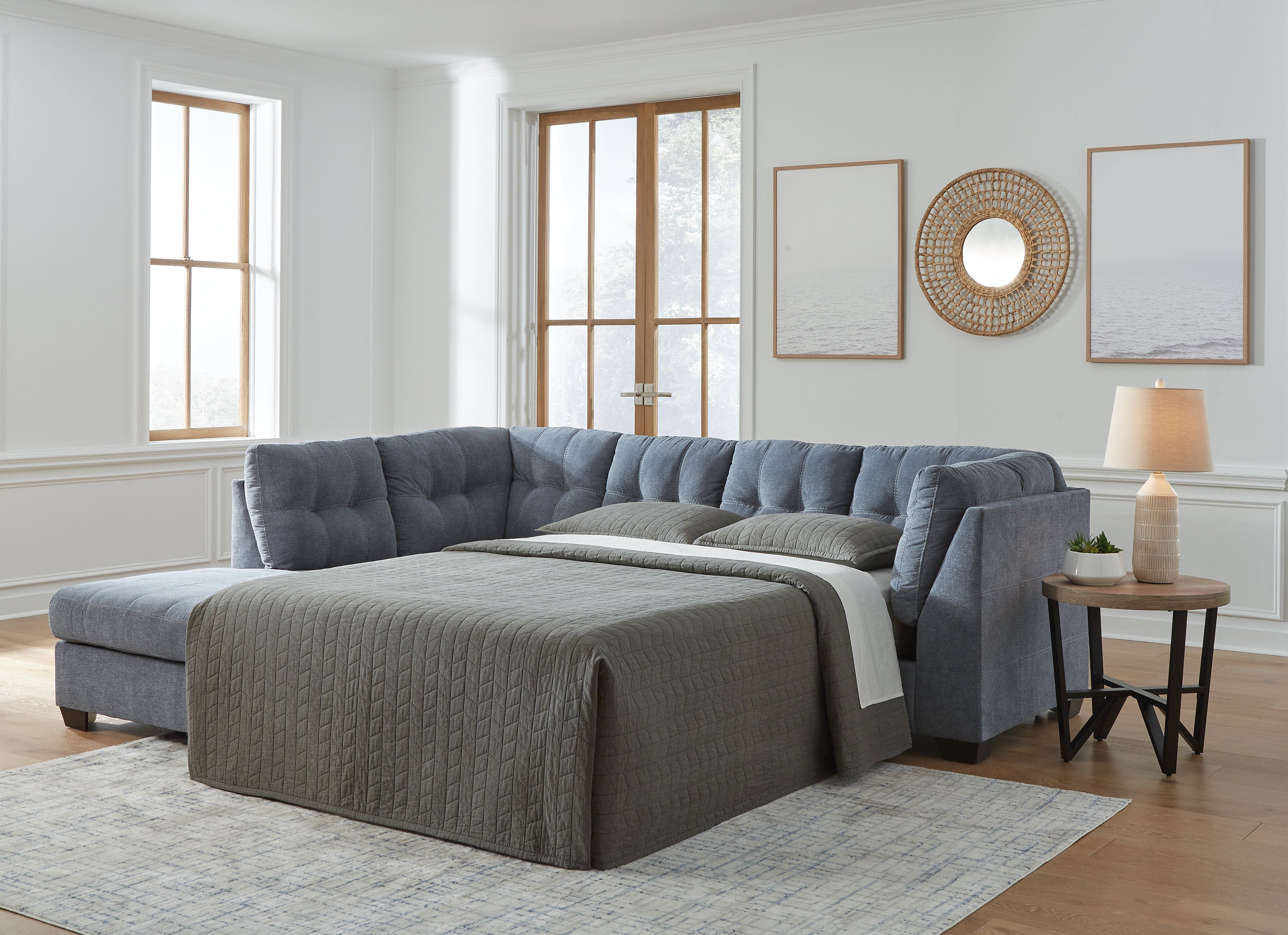 A2Z Furniture - Ashley Furniture - Marleton Sectional - RAF 2-Piece Sleeper Sectional with Chaise / Denim - 55303S3