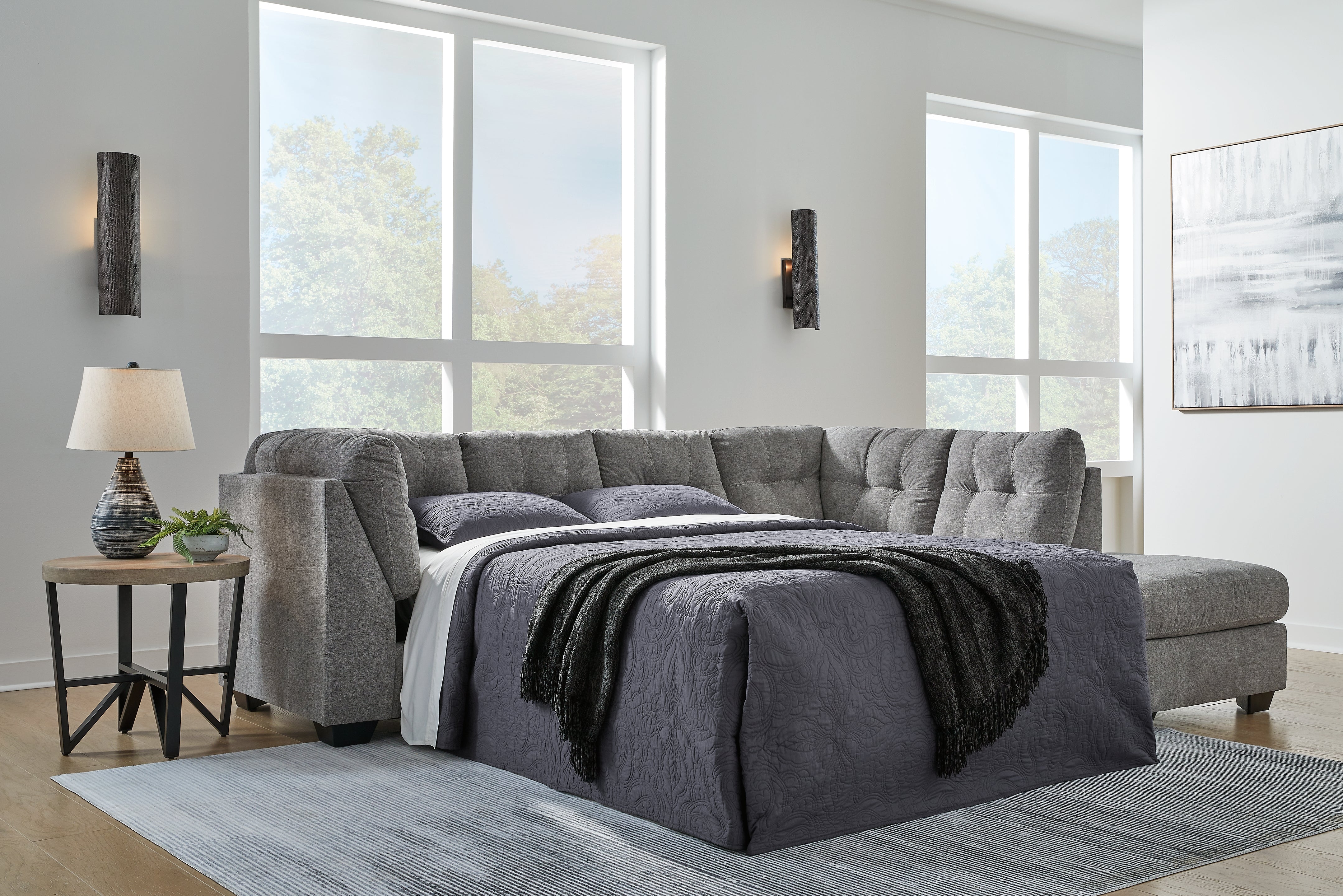 A2Z Furniture - Ashley Furniture - Marleton Sectional - 2-Piece Sleeper Sectional with Chaise / Gray - 55305S4
