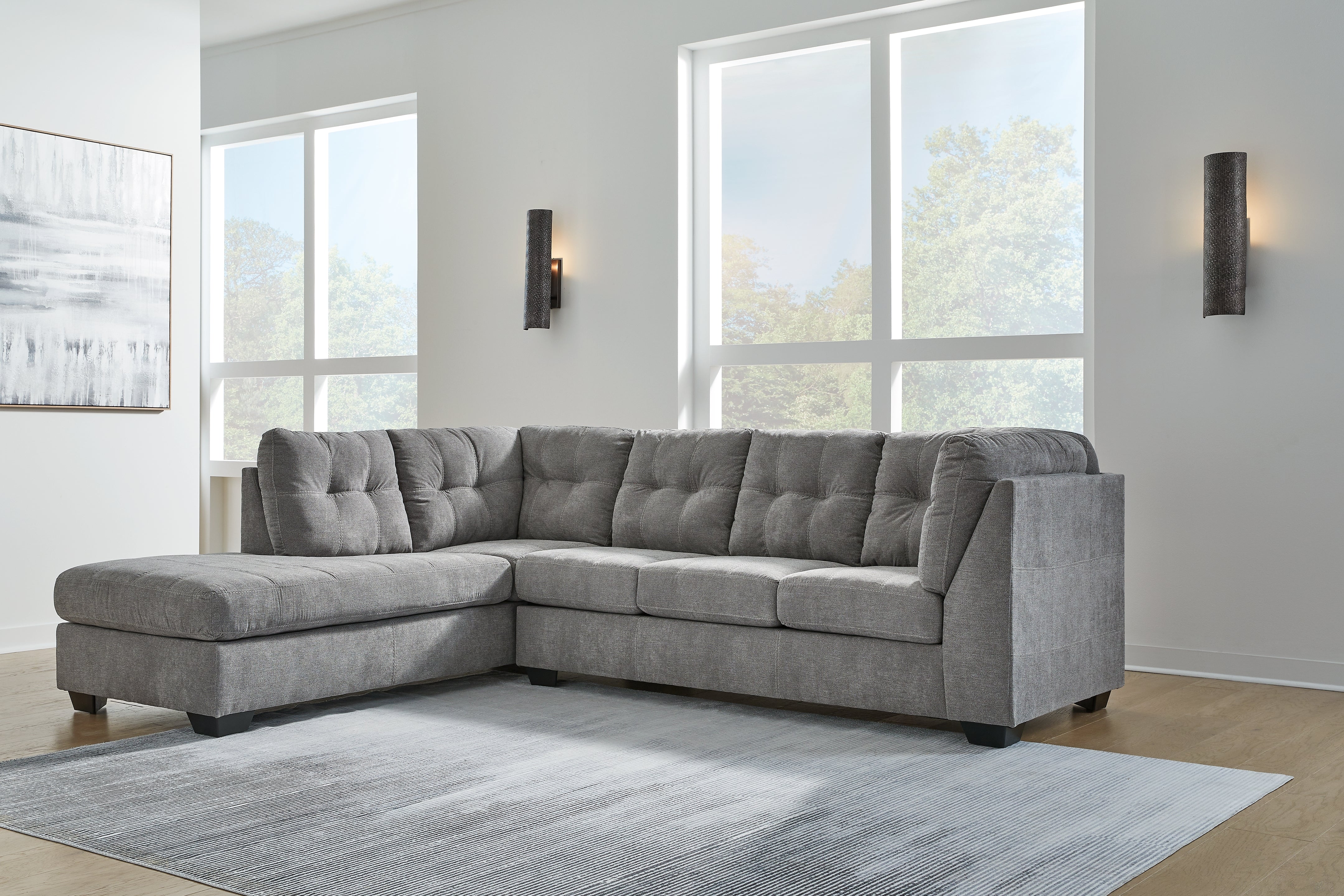 A2Z Furniture - Ashley Furniture - Marleton Sectional - RAF 2-Piece Sectional with Chaise / Gray - 55305S1