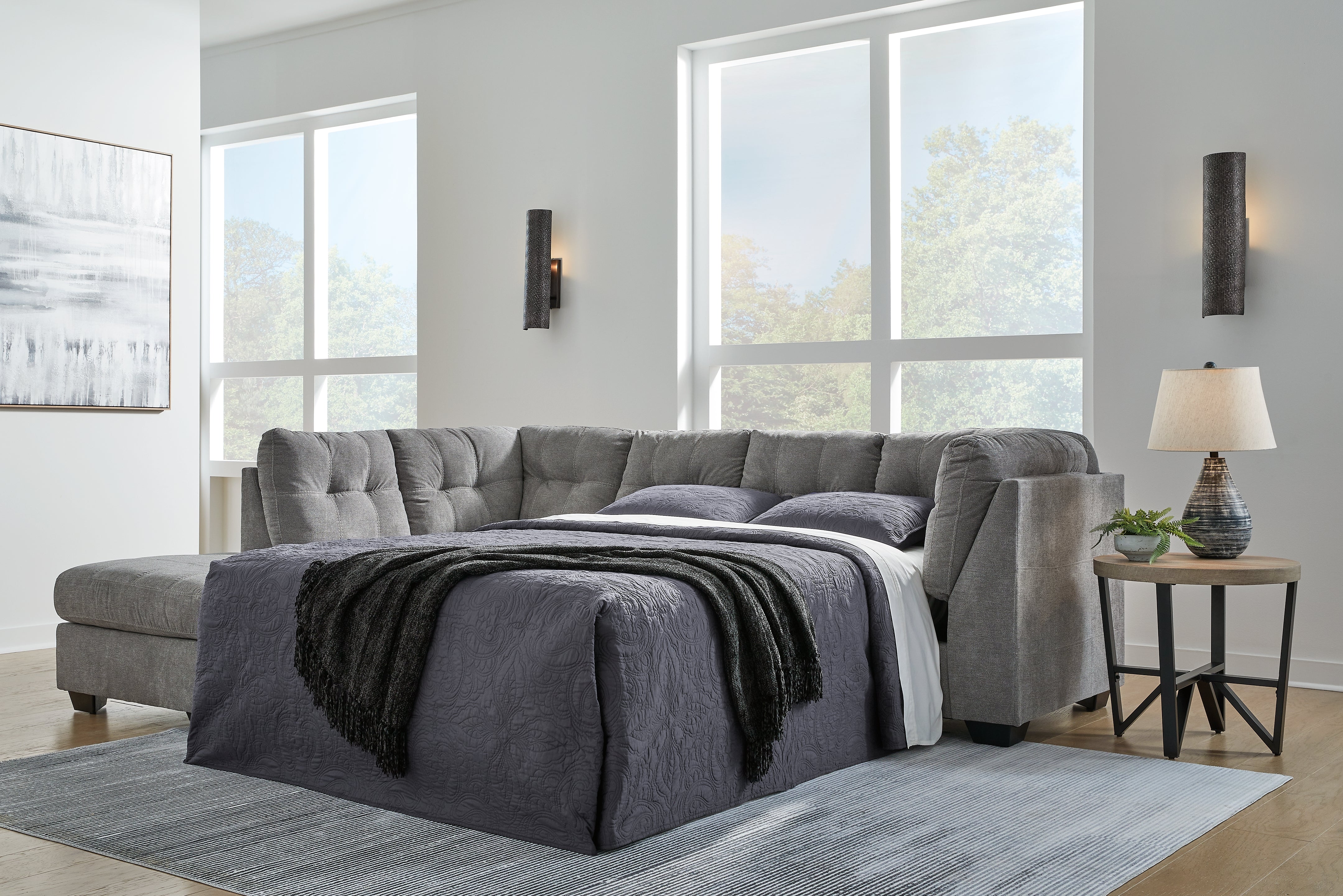 A2Z Furniture - Ashley Furniture - Marleton Sectional - RAF 2-Piece Sleeper Sectional with Chaise / Gray - 55305S3