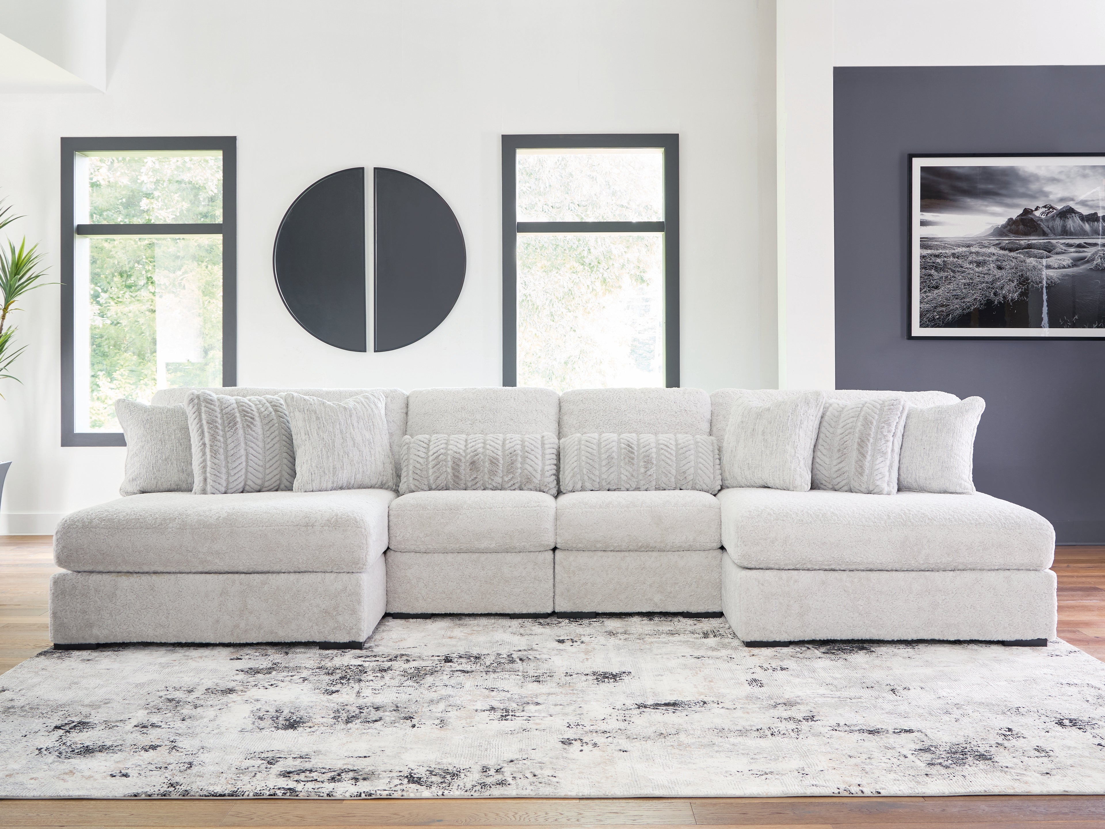 A2Z Furniture - Ashley Furniture - Cuddle Plush Sectional - 4-Piece Sectional with Chaise / Arctic - PC59106S4