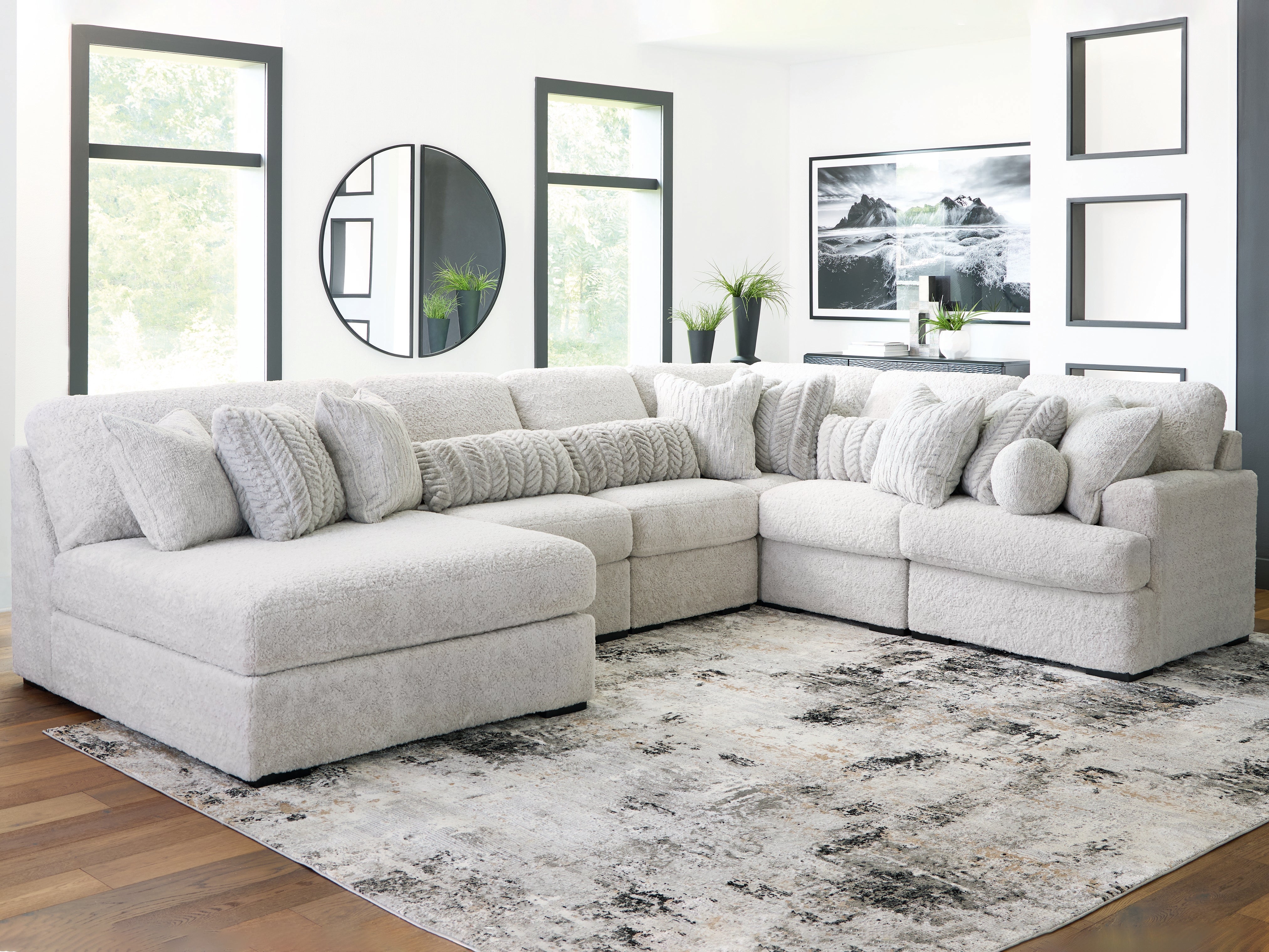 A2Z Furniture - Ashley Furniture - Cuddle Plush Sectional - 6-Piece Sectional with Chaise / Arctic - PC59106S8