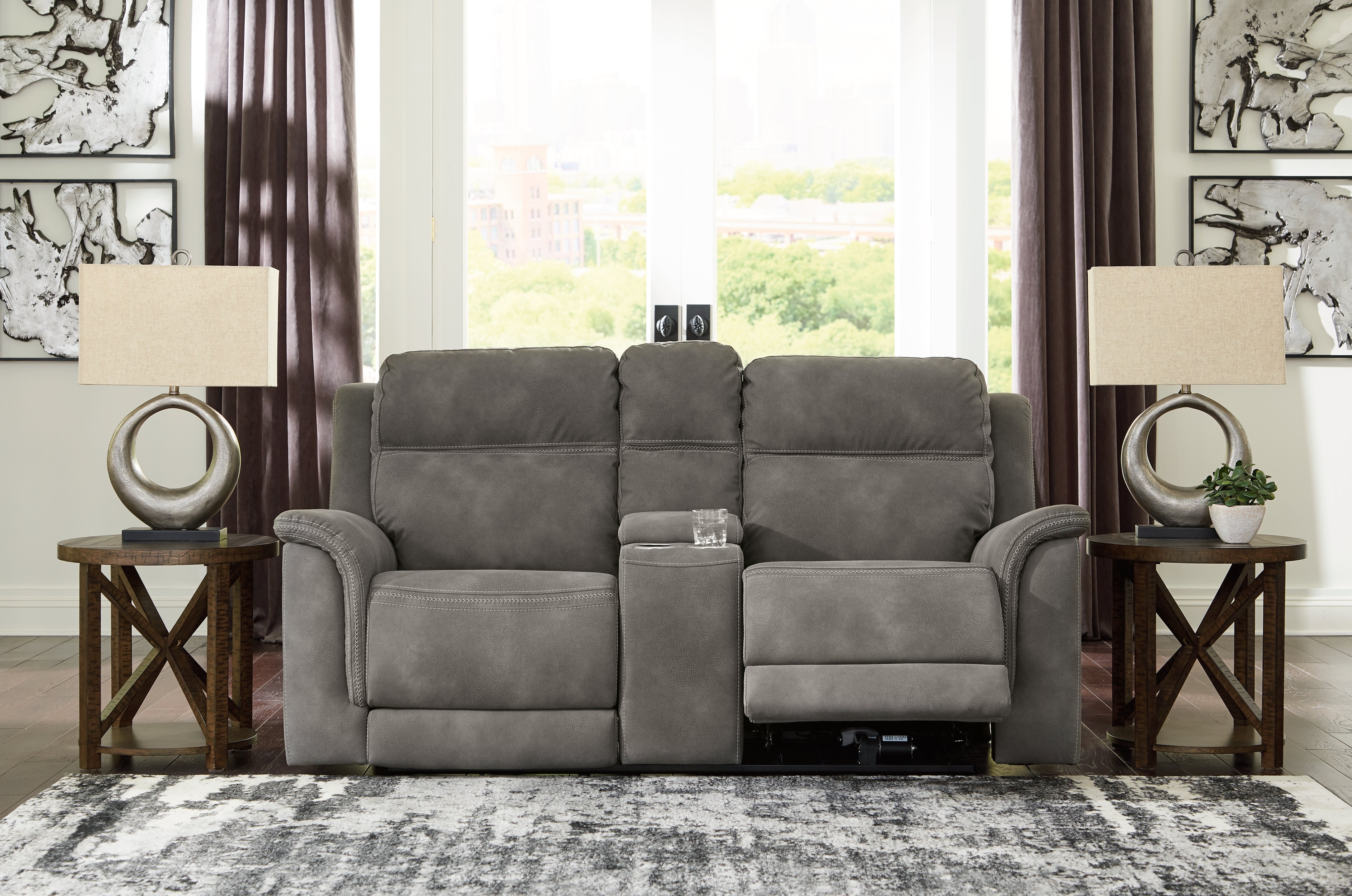 A2Z Furniture - Ashley Furniture - Next-Gen DuraPella Living Room - PWR REC Loveseat/CON/ADJ HDRST / Slate - 5930118